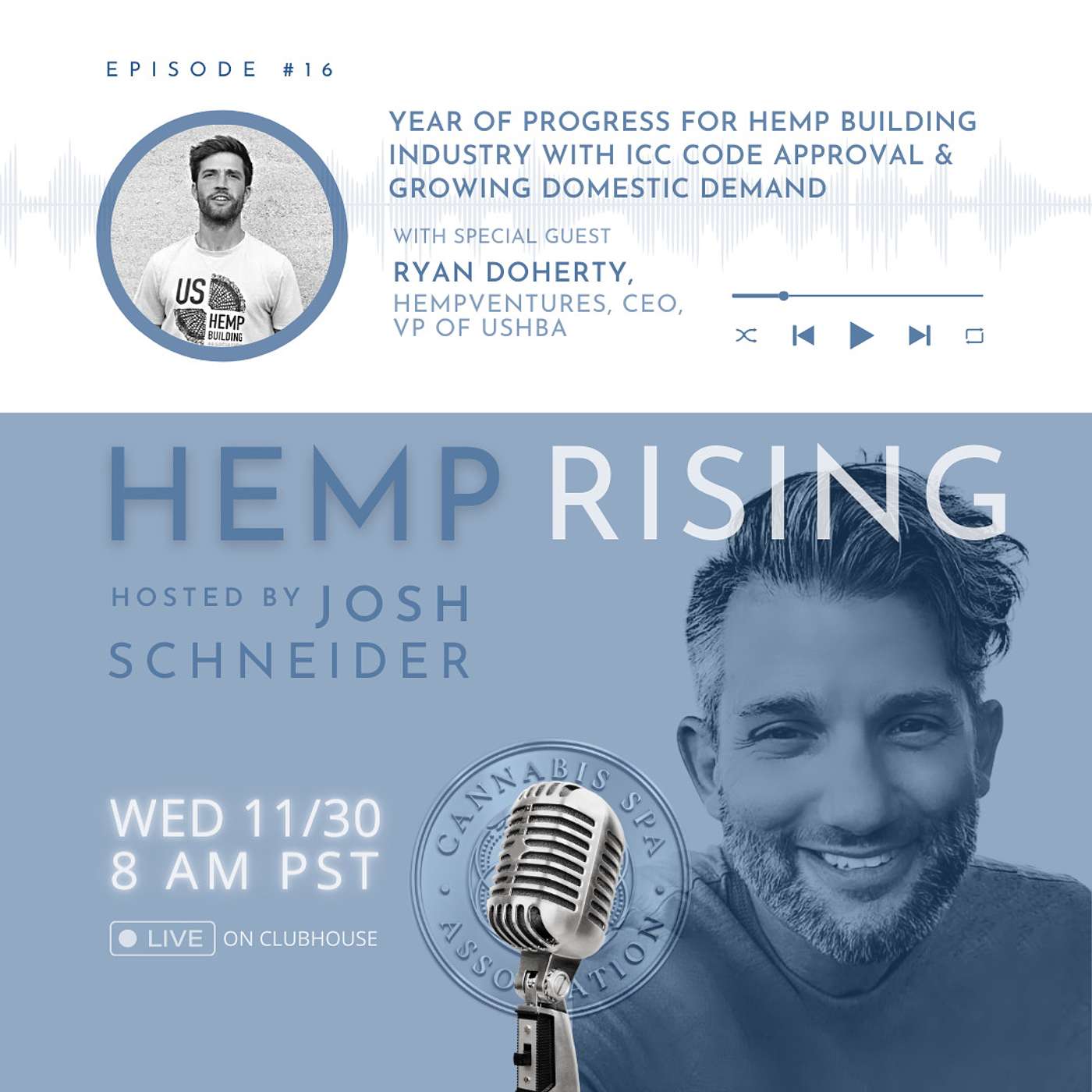 Ep.16 - Year of Progress for Hemp Building: ICC Code Approval & Growing Domestic Demand w/ Ryan Doherty, CEO, Hemp Ventures