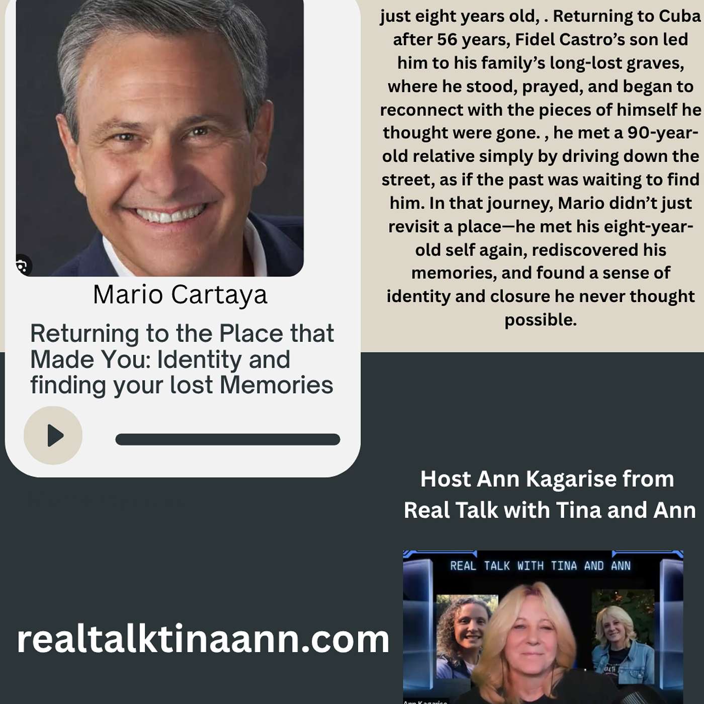 Returning to the Place that Made you: Identity and finding Lost Memories with Mario Cartaya