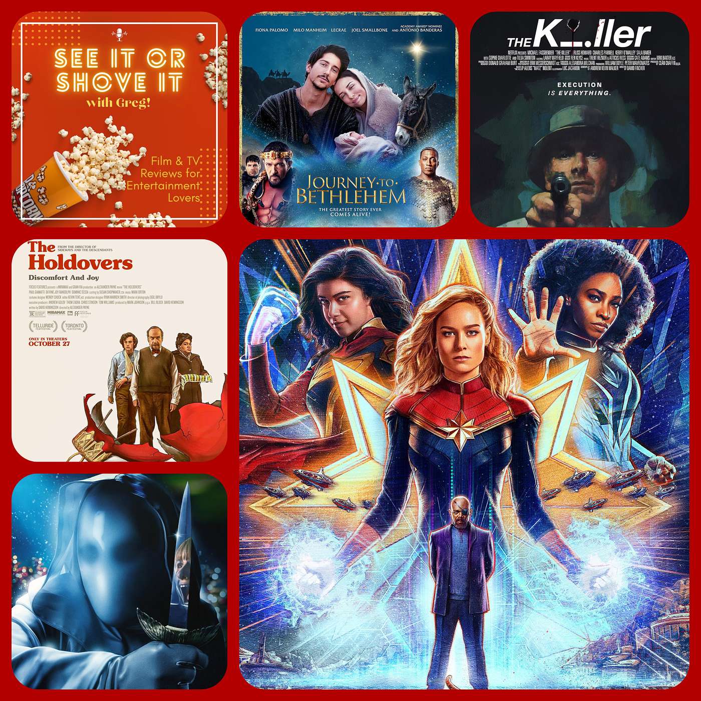 Episode 118: The Marvels, It's a Wonderful Knife, The Holdovers, Journey to Bethlehem, The Killer episode artwork