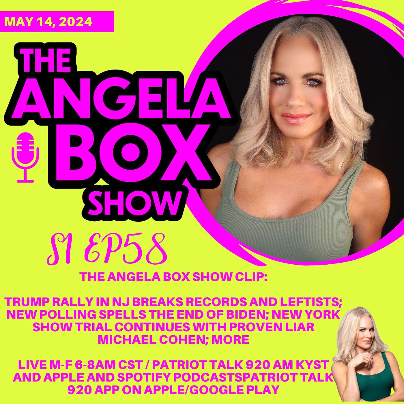 The Angela Box Show - May 14, 2024 S1 Ep58 - TRUMP RALLY IN NJ BREAKS RECORDS AND LEFTISTS; NEW POLLING SPELLS THE END OF BIDEN; NEW YORK SHOW TRIAL CONTINUES WITH PROVEN LIAR MICHAEL COHEN; MORE