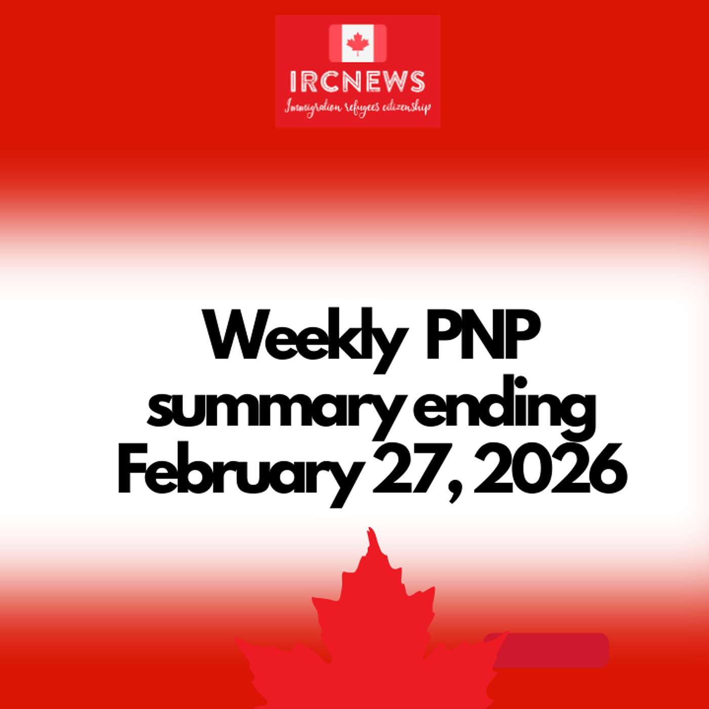 Canada Immigration Weekly PNP selection Summary for week ending February 27, 2026