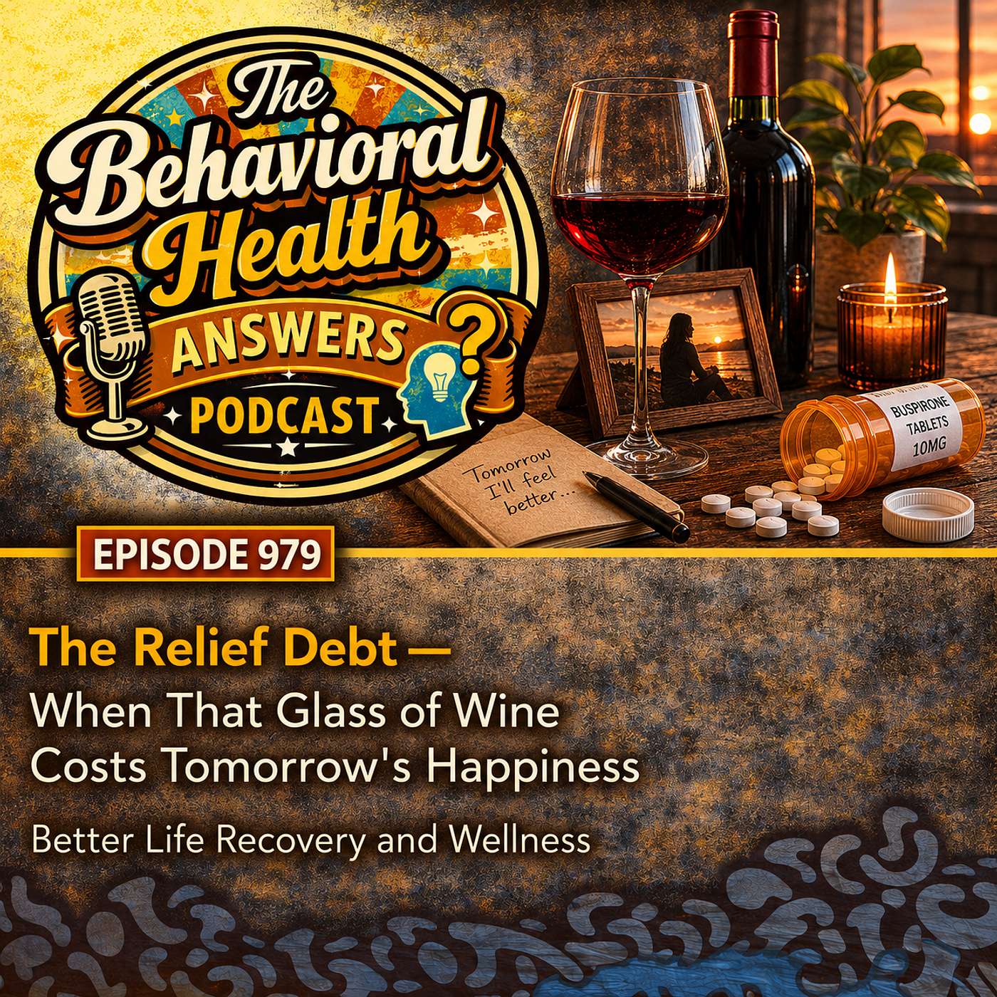 Episode 979: The Relief Debt - When That Glass of Wine Costs Tomorrow's Happiness | Better Life Recovery and Wellness episode artwork