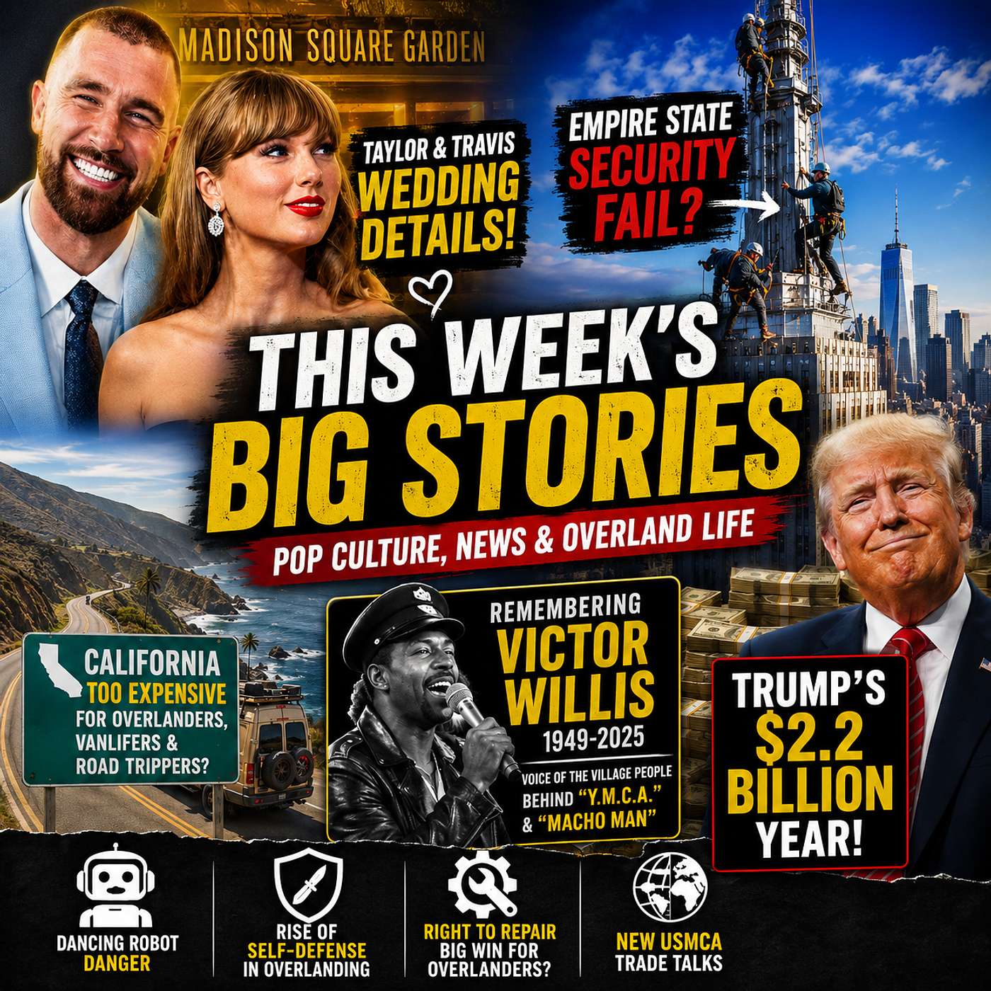 Taylor Swift & Travis Kelce Wedding Details, Empire State Security & Trump’s $2.2 Billion Year episode artwork
