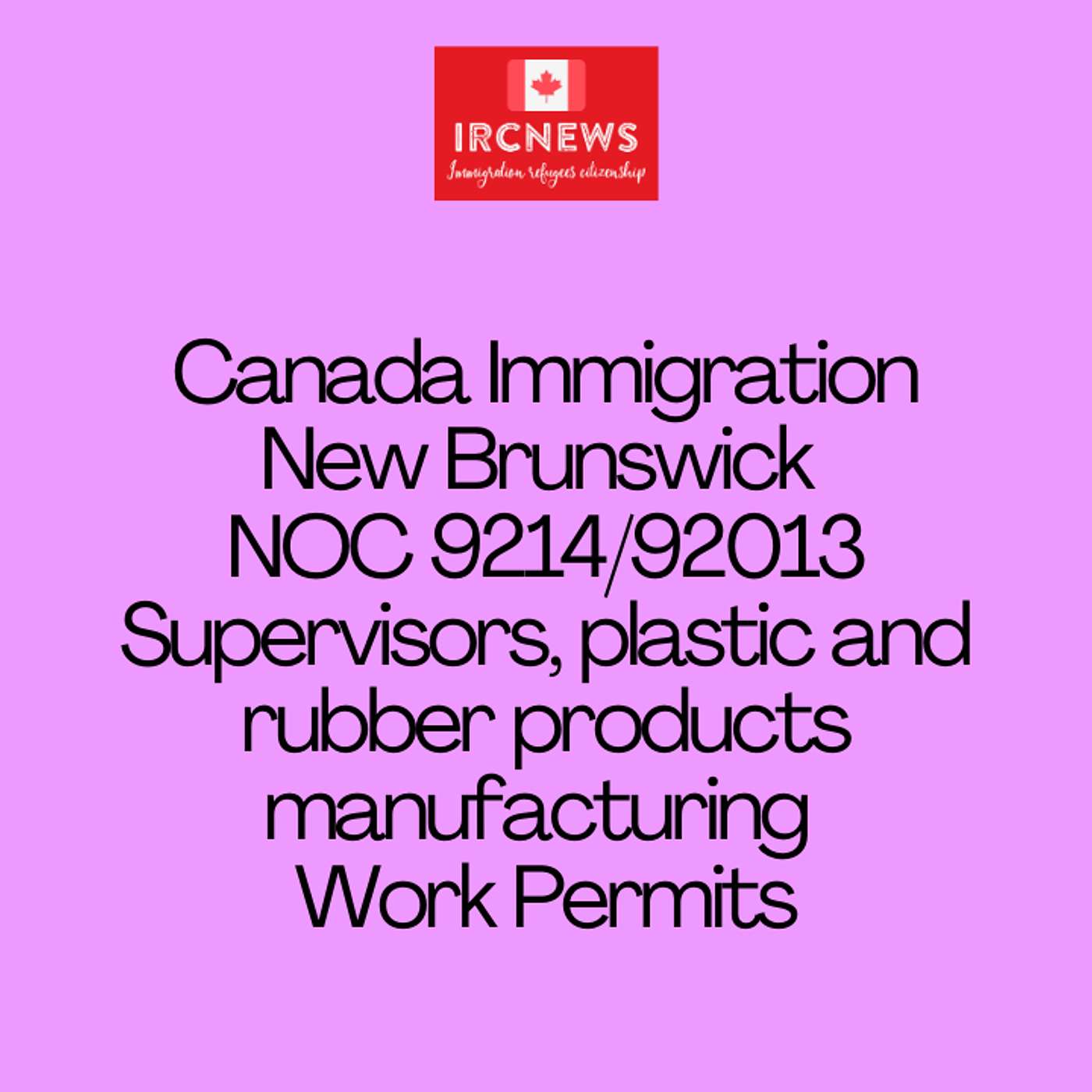 New Brunswick NOC 9214/92013 Supervisors, plastic and rubber products manufacturing Work Permits episode artwork