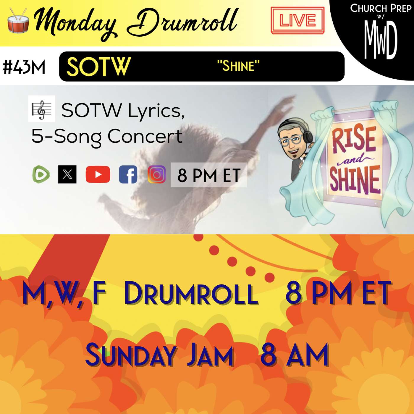 🥁 #43M 🎼SOTW Reveal: "Shine" | Church Prep w/ MWD episode artwork