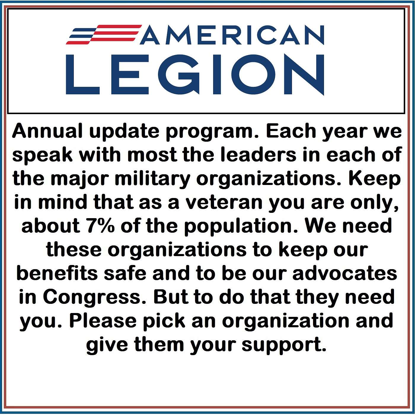 Meet your new National Commander of the American Legion, Daniel J. Seehafer.Hear what he has to say about the direction the American Legion will take under his leadership.