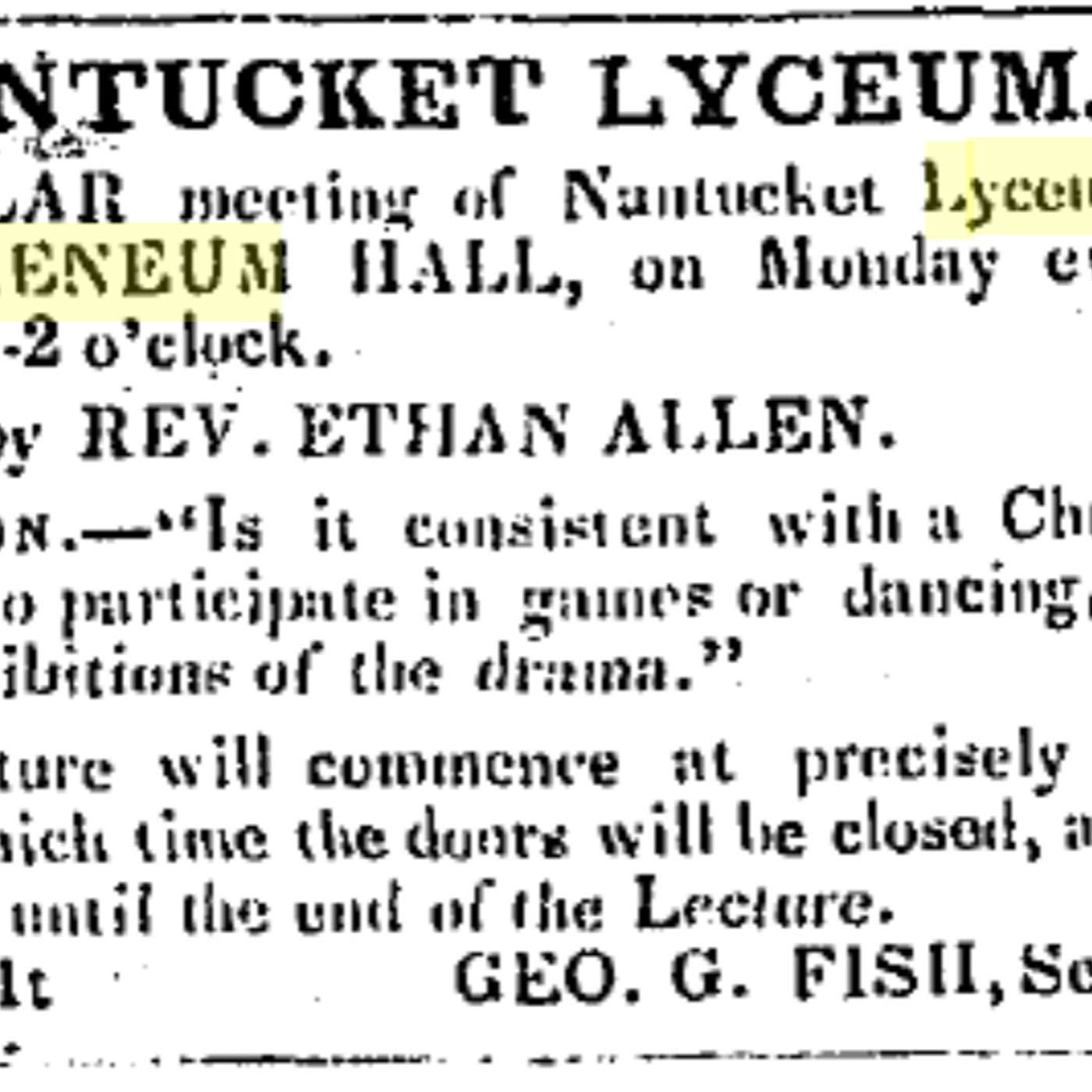 Nantucket Atheneum Podcast