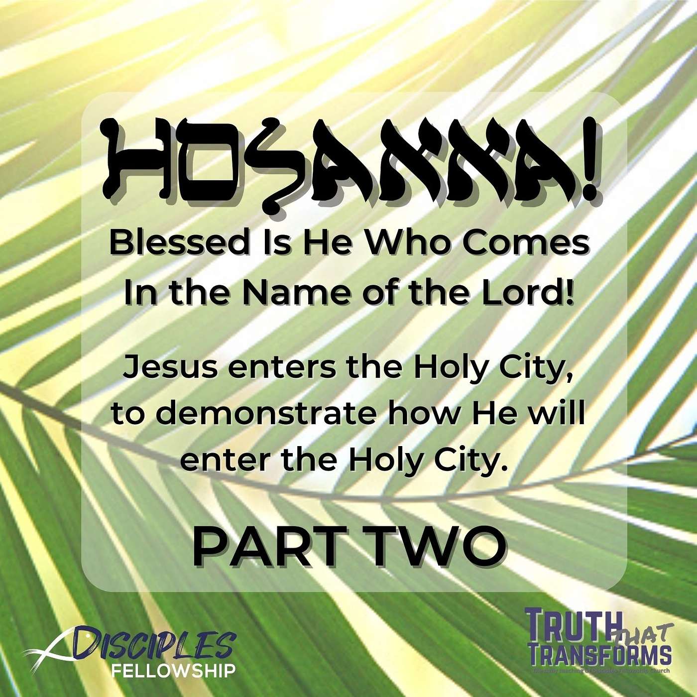 Hosanna! Blessed Is He Who Comes In the Name of the Lord!, Part 2