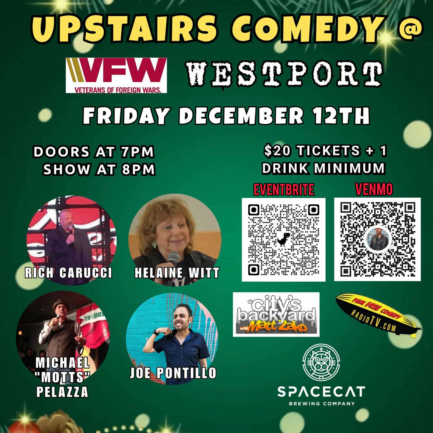 The City's Backyard Ep 184 Talkin COMEDY with 3 great comics! Helaine Witt, Michael "Motts" Pelazza, & Rich Carucci! Coming to WESTPORT, CT for a holiday show! episode artwork