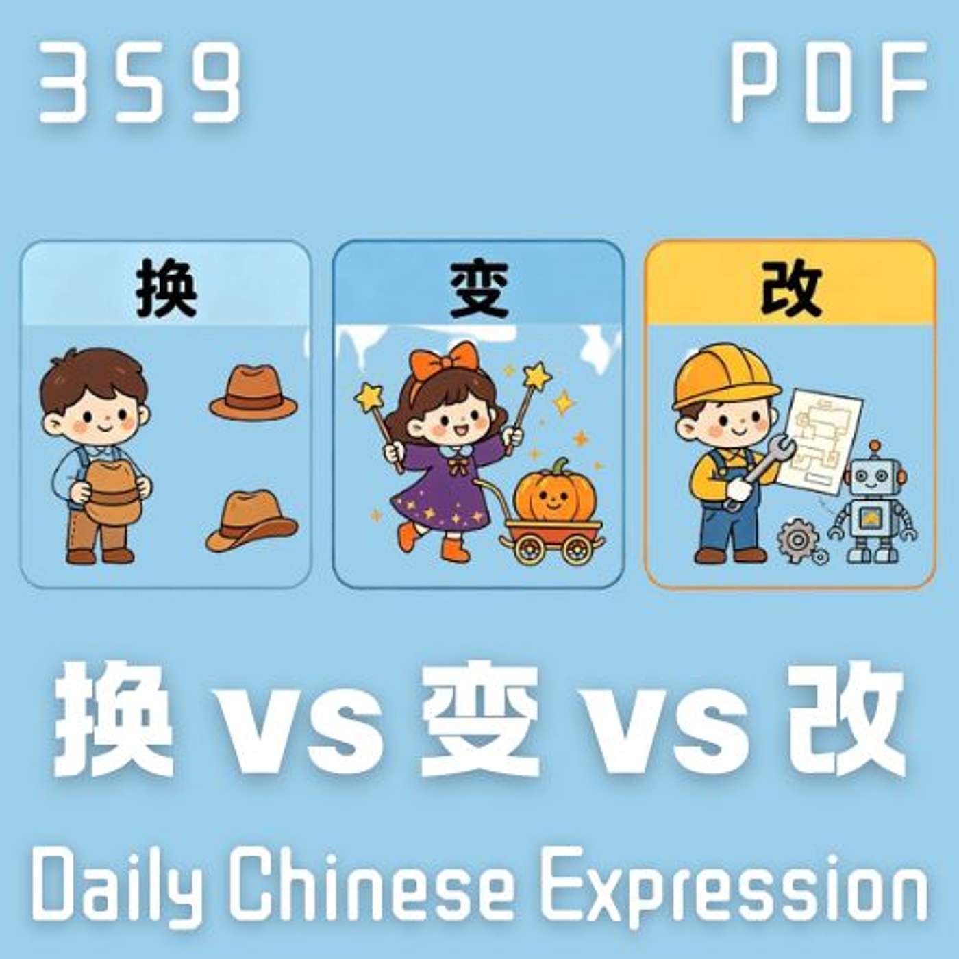 Daily Chinese Expression 359「 换 vs 变 vs 改」 Chinese podcast -Speak Chinese with Da Peng #汉语俗语和习惯用语
