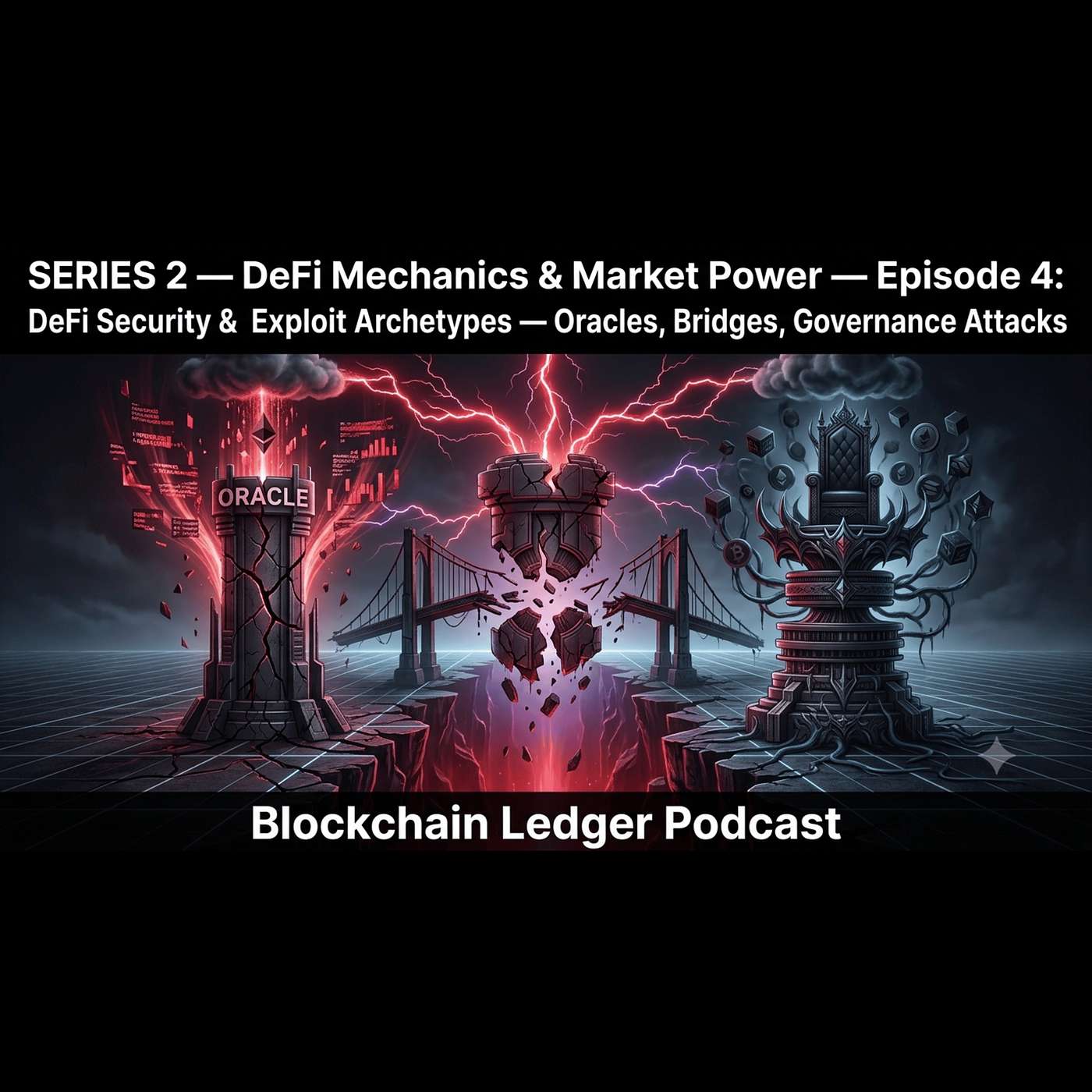 SERIES 2 — DeFi Mechanics & Market Power —Episode 4: DeFi Security & Exploit Archetypes — oracles, bridges, governance attacks episode artwork