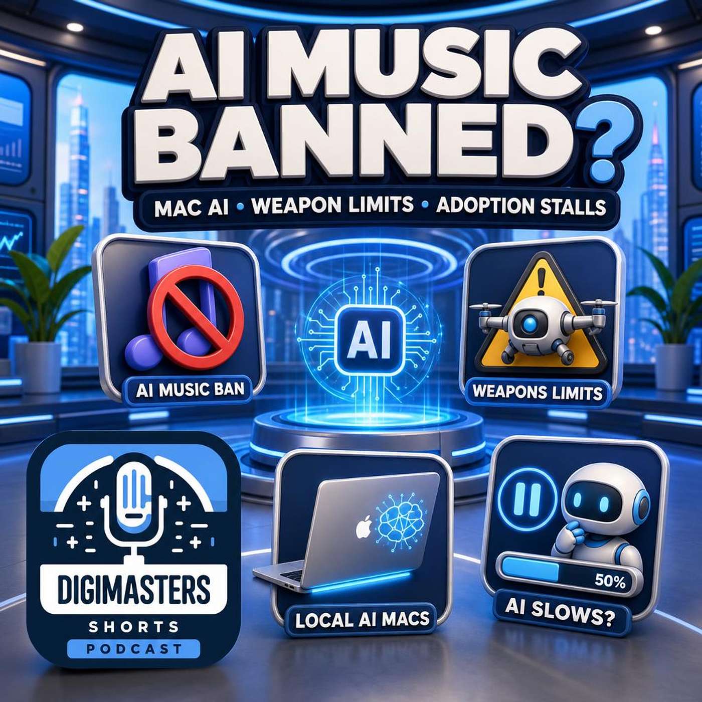ARIA Bans AI Music, UN Demands Autonomous Weapons Limits, Apple Unleashes Local AI Macs, Sam Altman Says AI Adoption Stalls episode artwork