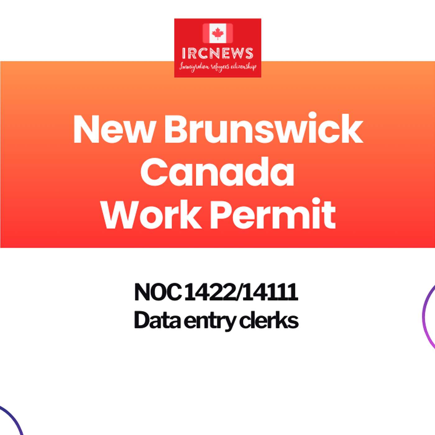 Canada Immigration New Brunswick NOC 1422/14111 Data entry clerks Work Permits episode artwork