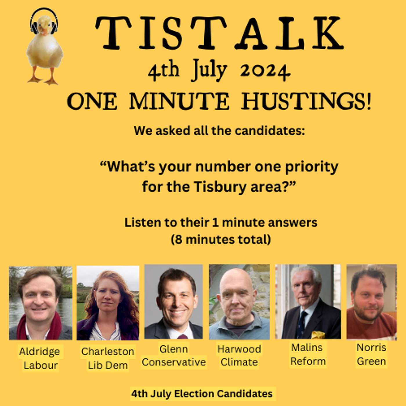 Election Special 6 minutes: 'What is your priority for Tisbury?' One minute answers from all the main candidates