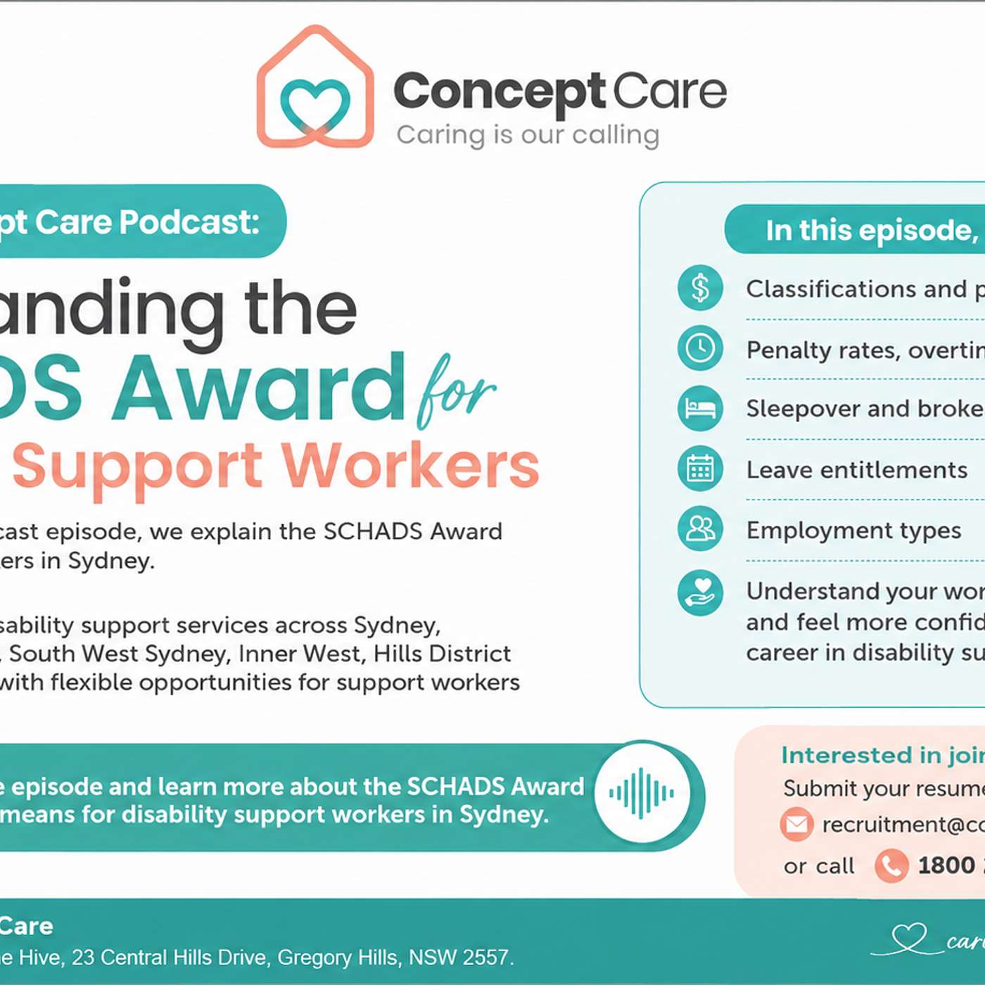 Concept Care Podcast: Understanding the SCHADS Award for Disability Support Workers episode artwork