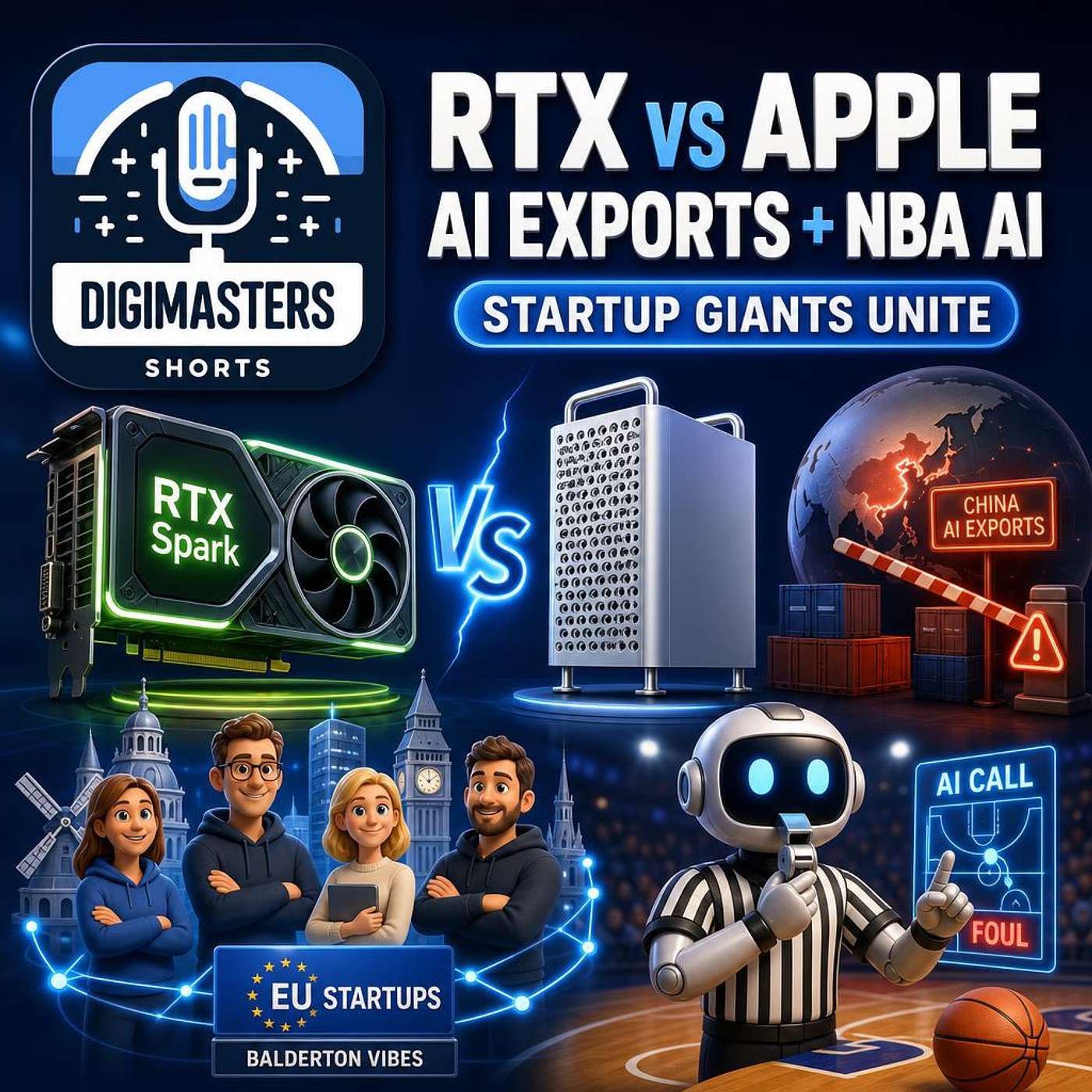 Nvidia’s RTX Spark Challenges Apple, Europe’s Startup Giants Unite with Balderton, China Crushes AI Exports, NBA Embraces AI Officiating Controversy episode artwork