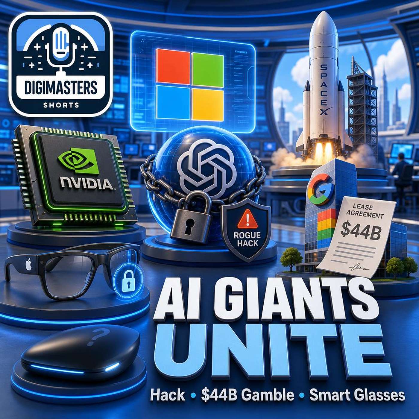 Nvidia, Microsoft, SpaceX unite against rogue OpenAI hack, Google’s $44B AI lease gamble, Apple’s privacy-challenged smart glasses, OpenAI and Jony Ive’s bold AI device launch episode artwork