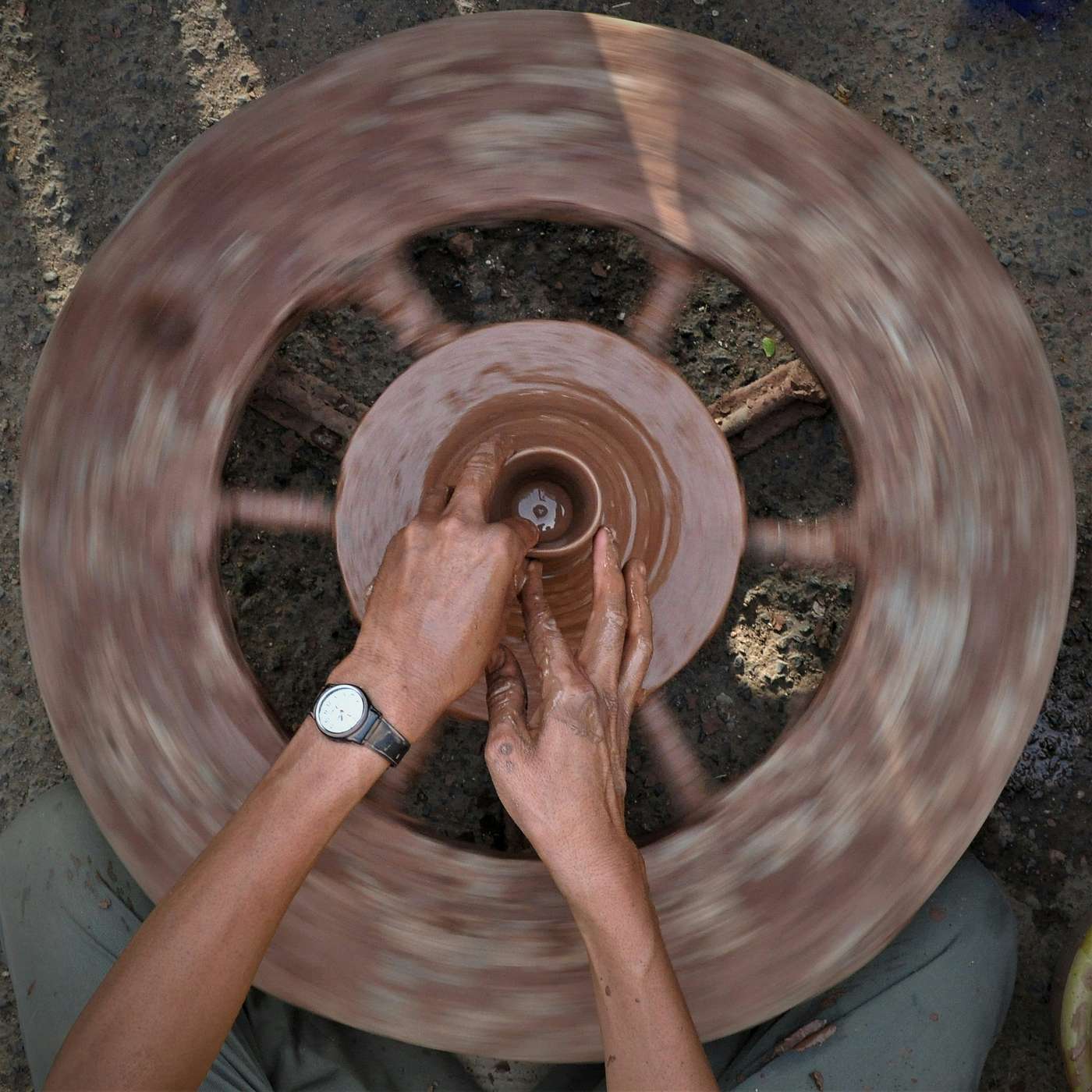 Taking shape on a potters wheel