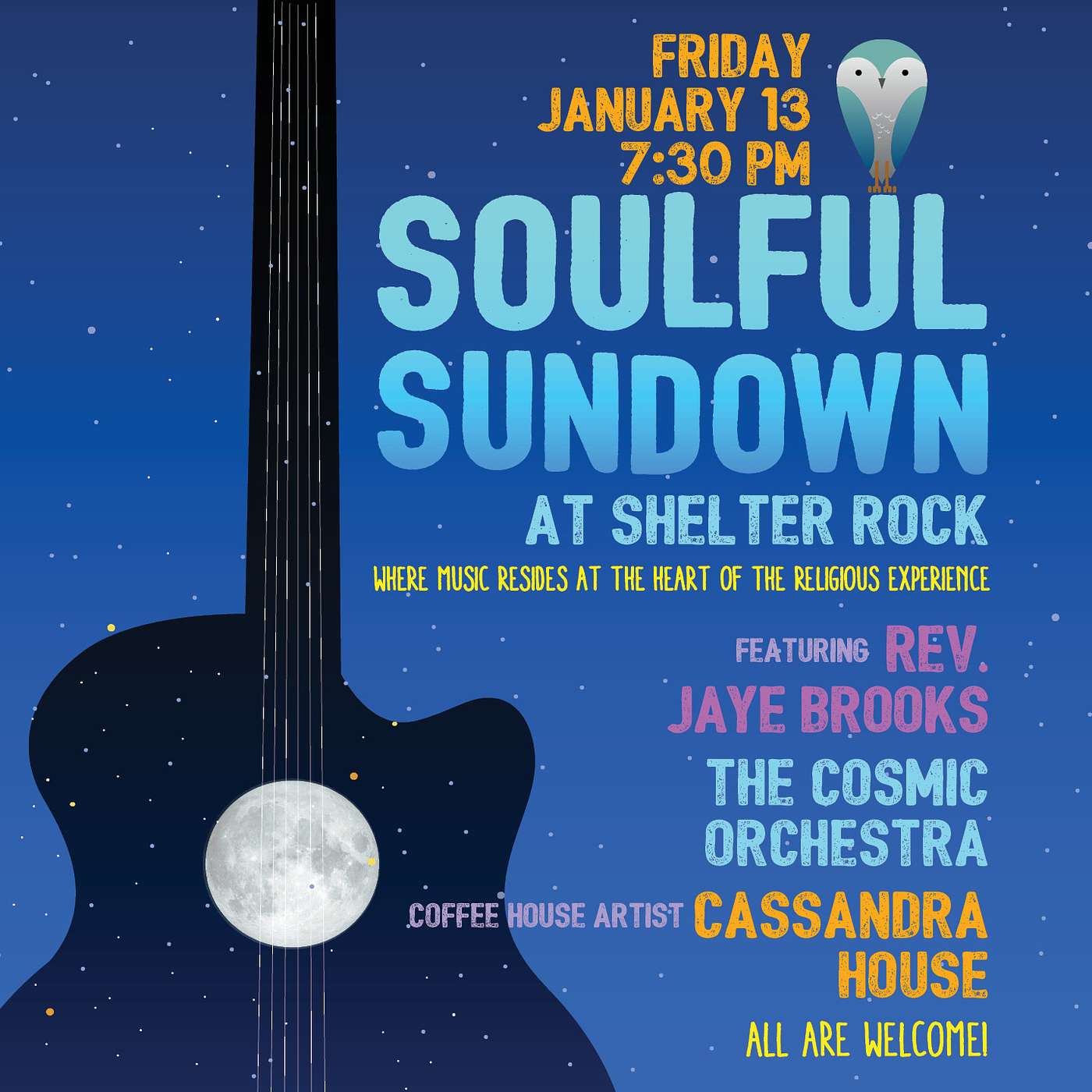 Soulful Sundown Service led by Rev. Jaye Brooks, Friday evening, January 13, 2023