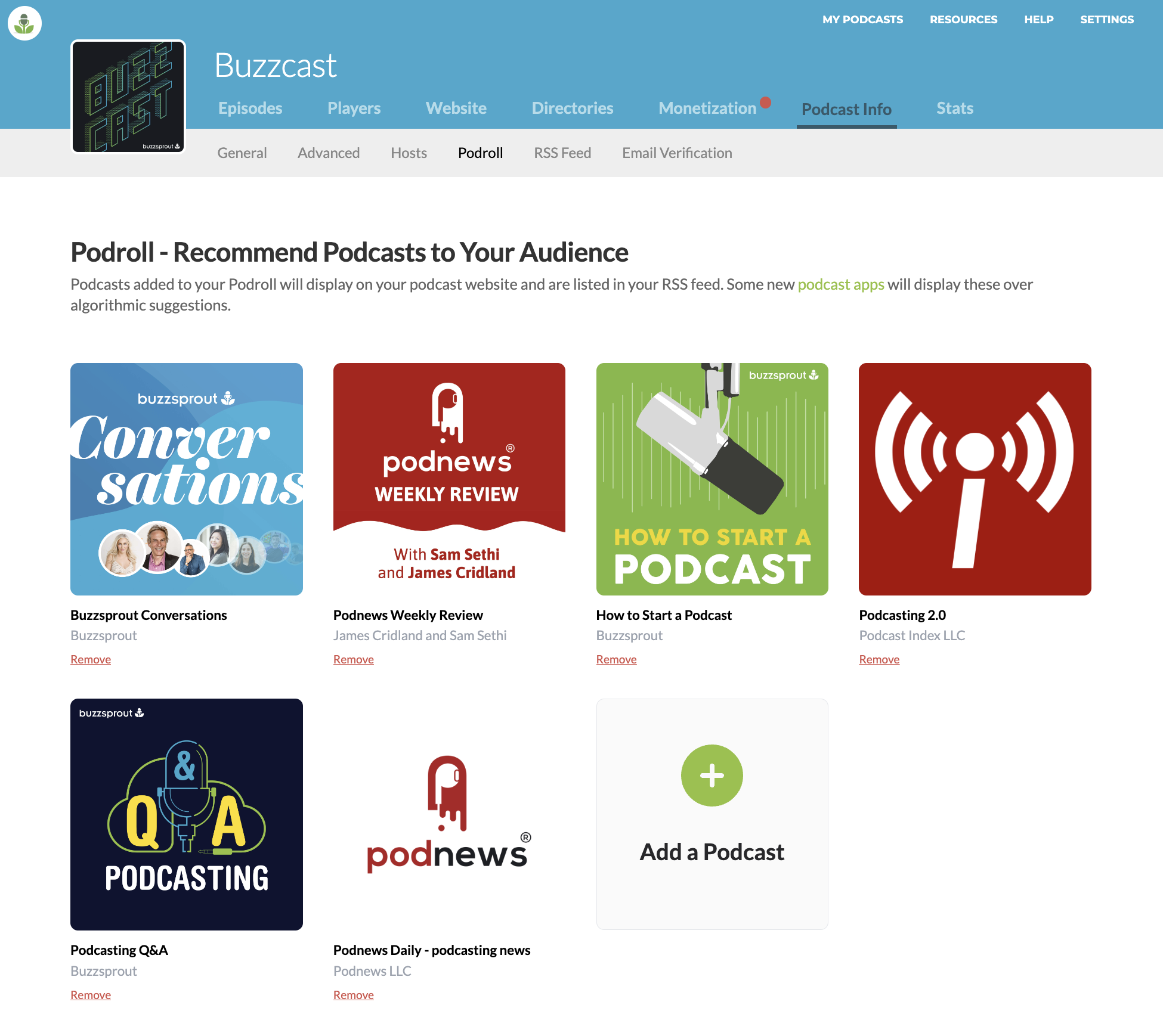 Adding podcasts to Podroll