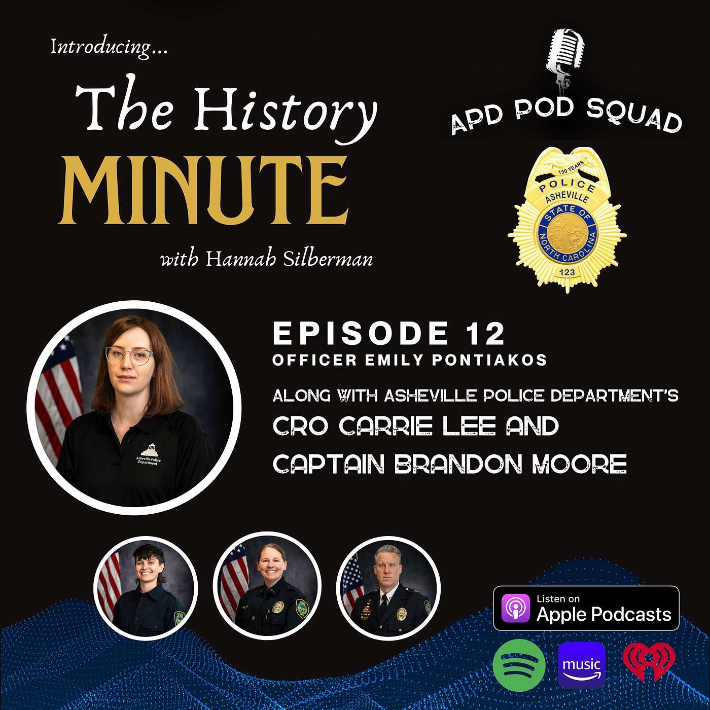 Episode 12; Introducing The History Minute with Hannah Silberman, Getting to know Officer Emily Pontiakos and CRO Carrie Lee, plus Capt. Brandon Moore episode artwork