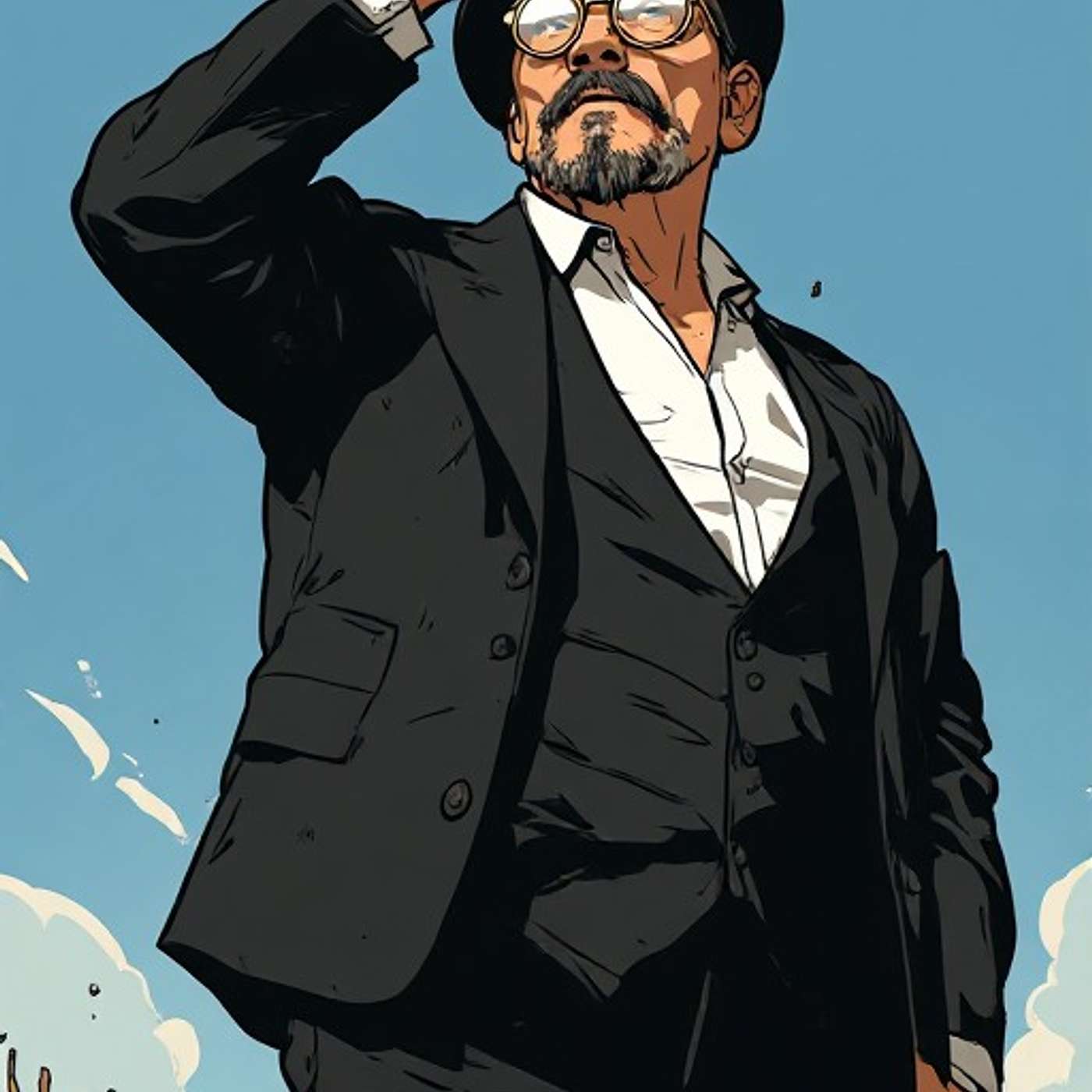 A man looks up episode artwork