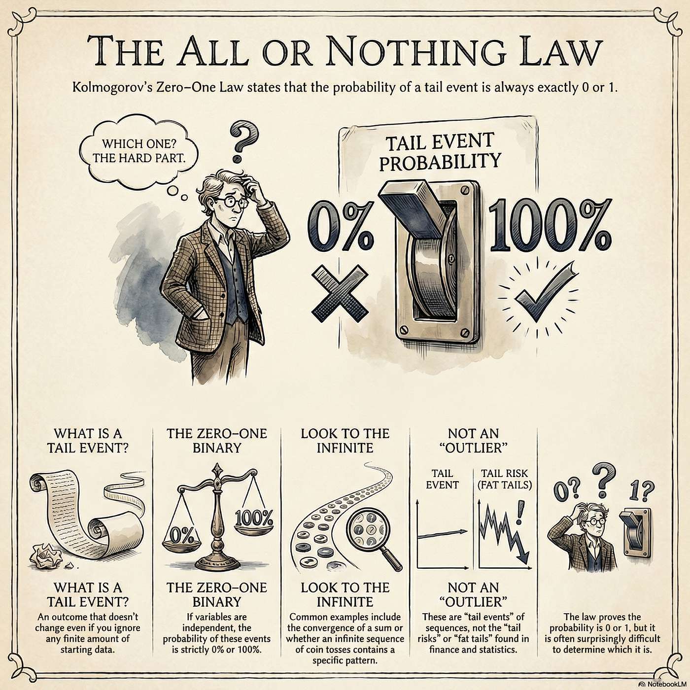 Zero or One: Kolmogorov’s Infinite Truths