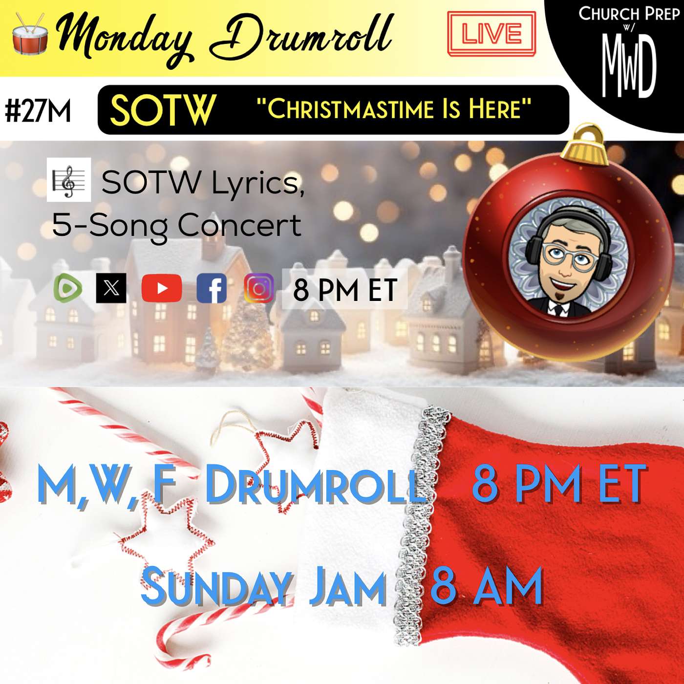 🥁 #27M 🎼SOTW Reveal: “Christmastime Is Here" | Church Prep w/ MWD episode artwork
