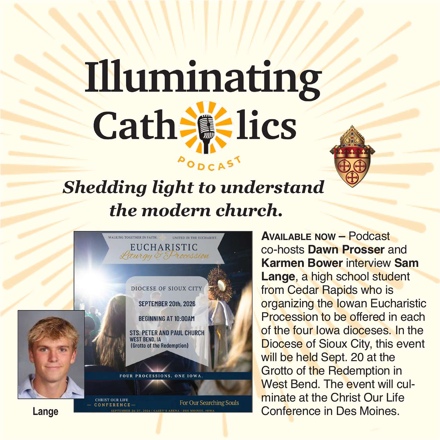 Sam Lange with the Iowan Eucharistic Procession episode artwork