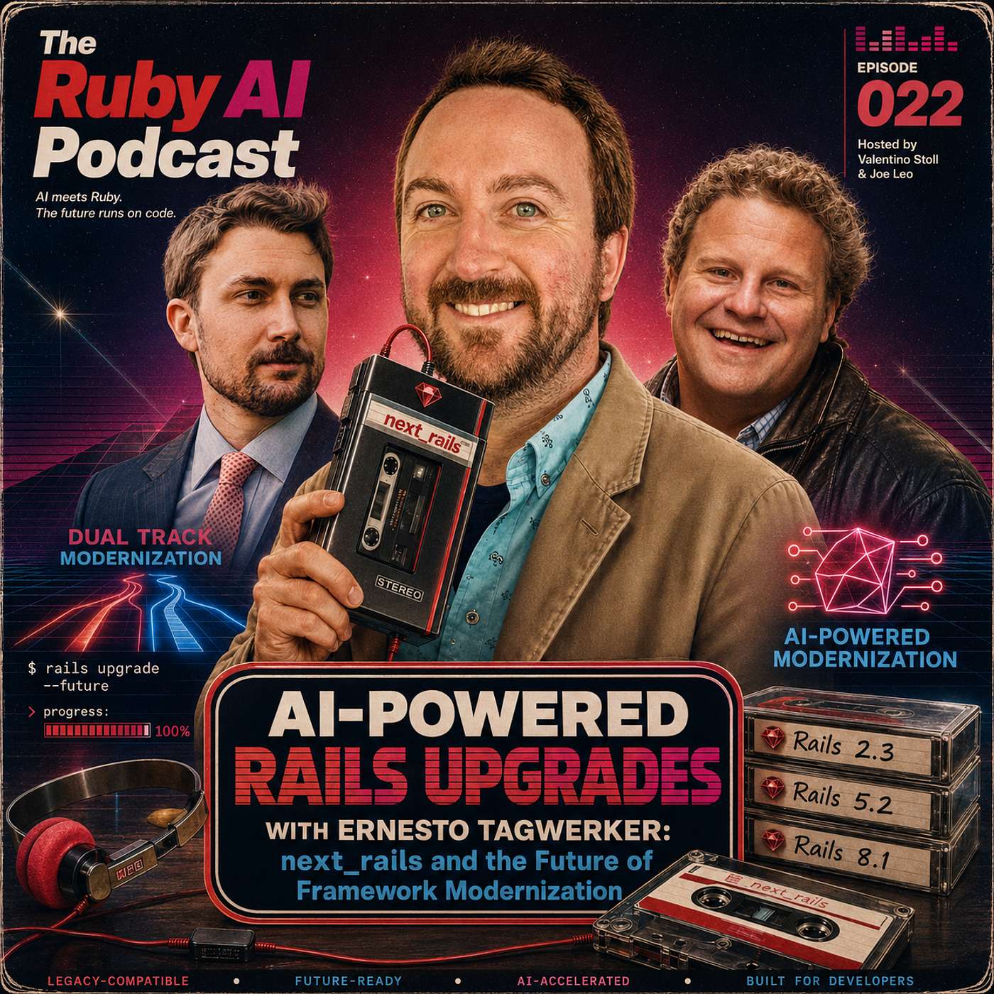 AI-Powered Rails Upgrades with Ernesto Tagworker: NextRails and the Future of Framework Modernization episode artwork