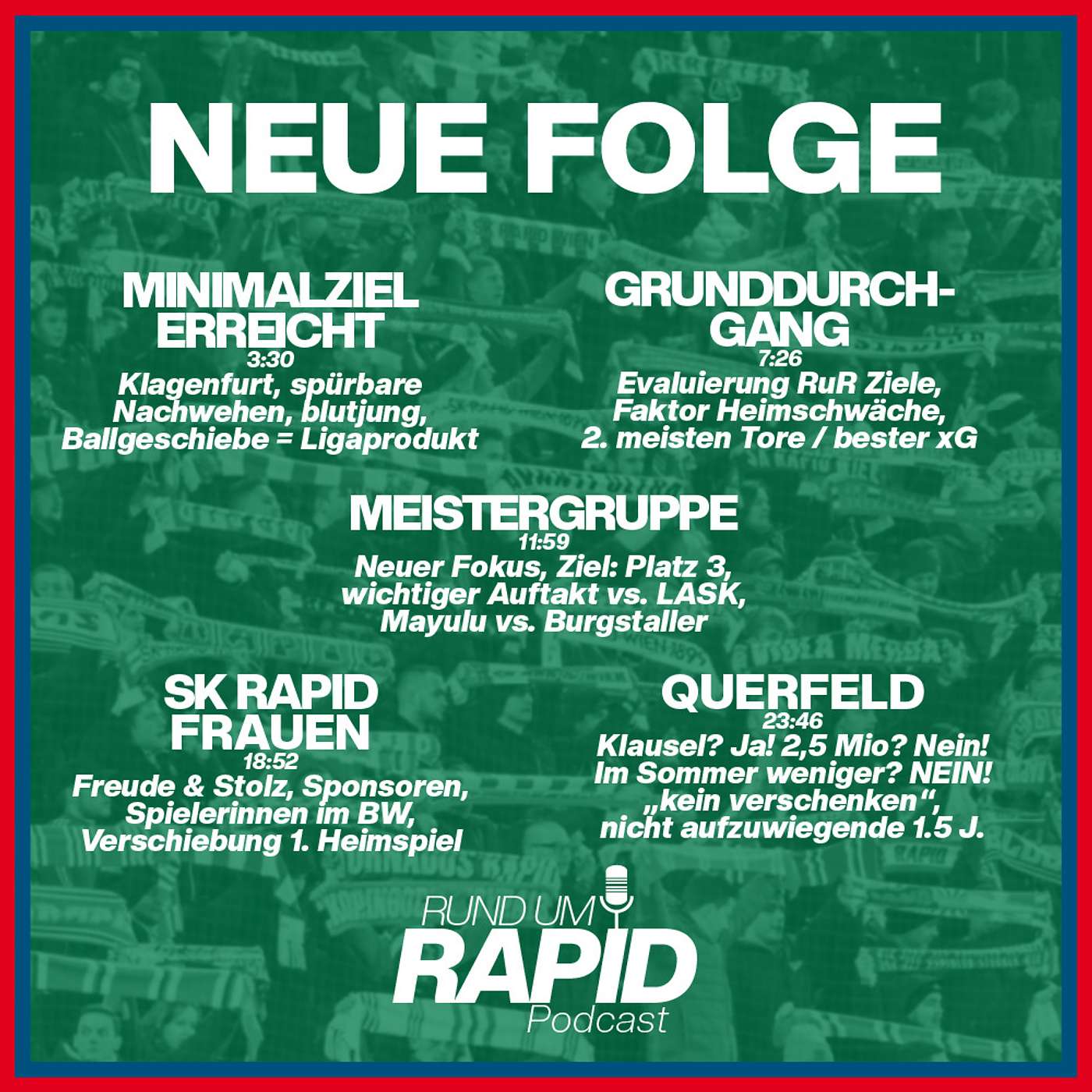 #65 Neues Ziel: Platz 3, Ziel Evaluierung, Heimschwäche, SK Rapid Frauen, Querfelds Klausel #rundumrapid episode artwork