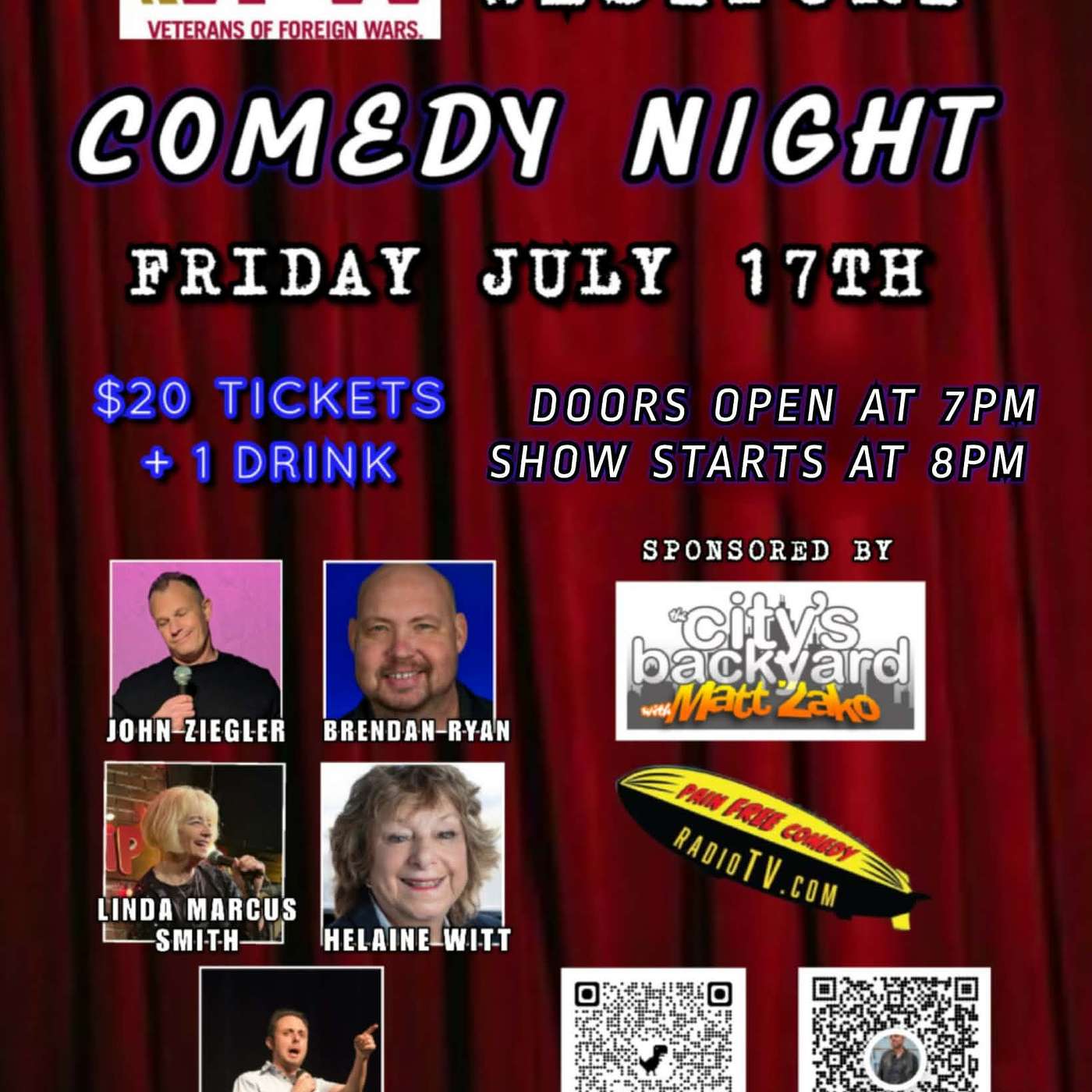 The City's Backyard Ep 215 Comedians Linda Marcus Smith and Joe Pontillo talk about backyard comedy shows including the one coming up at The WESTPORT VFW featuring the all new summer comedy showcase! episode artwork