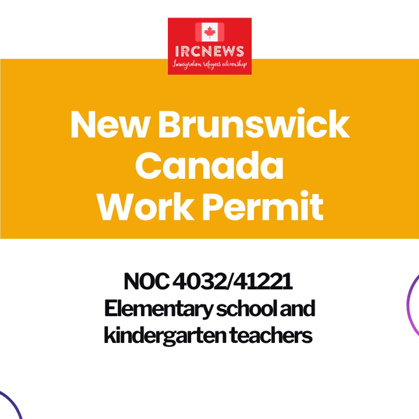 Canada Immigration New Brunswick NOC 4032/41221 Elementary school and kindergarten teachers Work Permits episode artwork