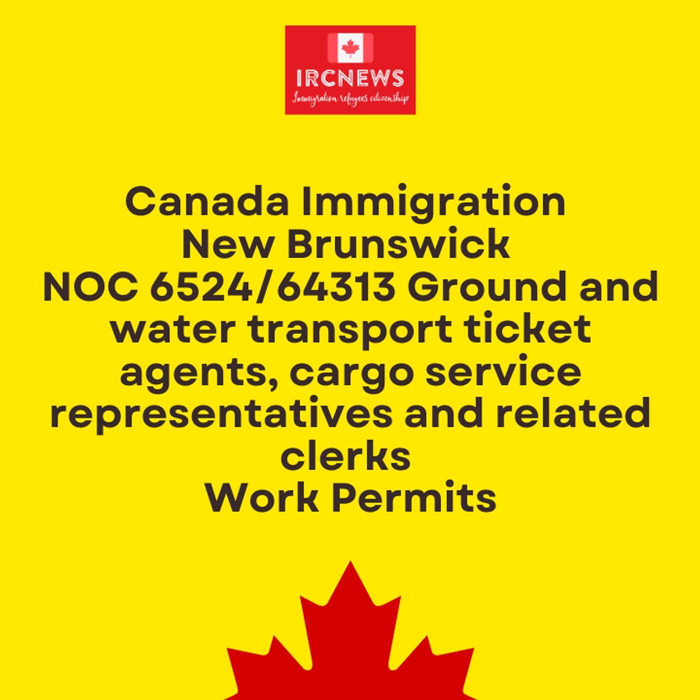 Canada Immigration New Brunswick NOC 6524/64313 Ground and water transport ticket agents, cargo service representatives and related clerks Work Permits episode artwork