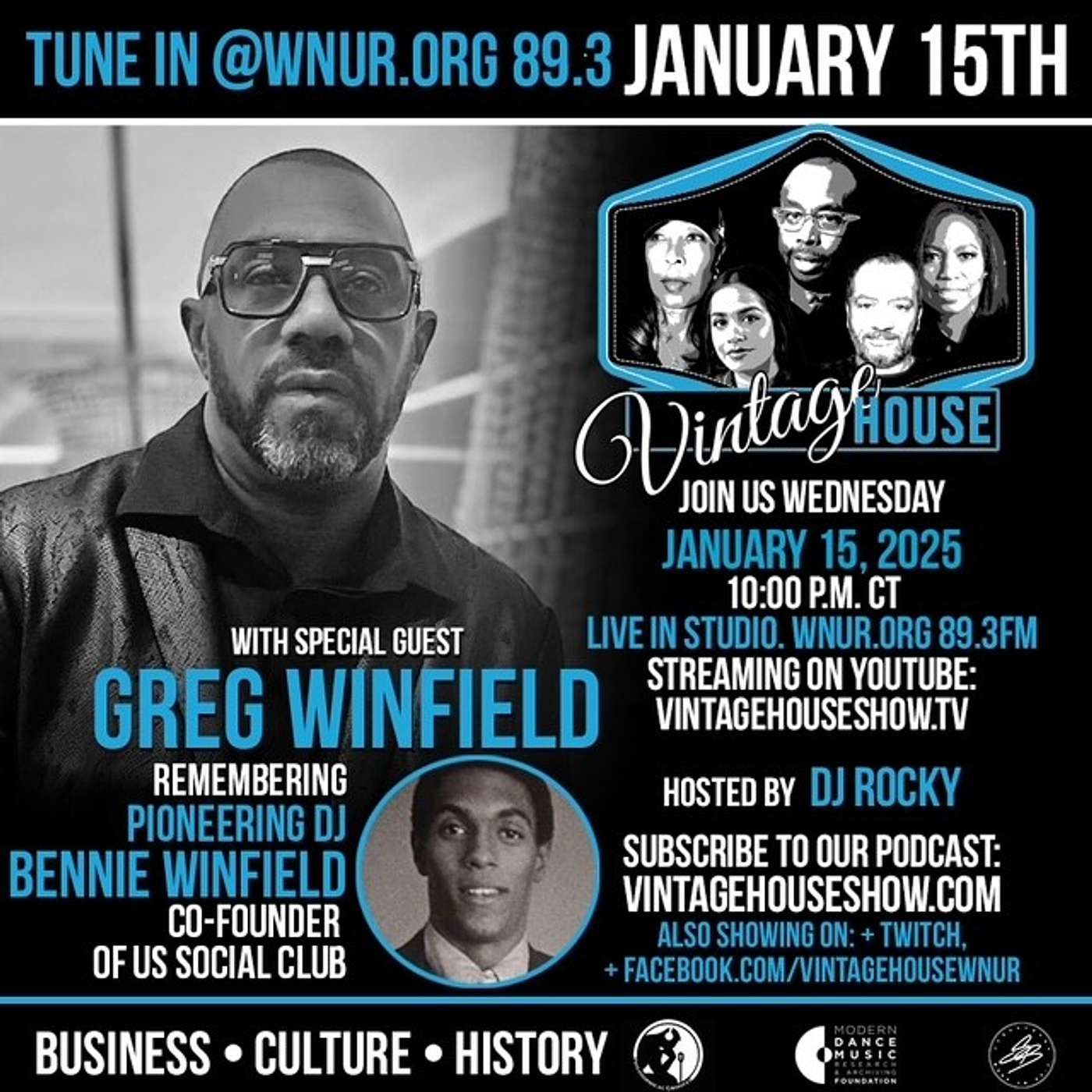 DJ Greg Winfield celebrates Early House Music Icon Bennie Winfield on the Vintage House Show