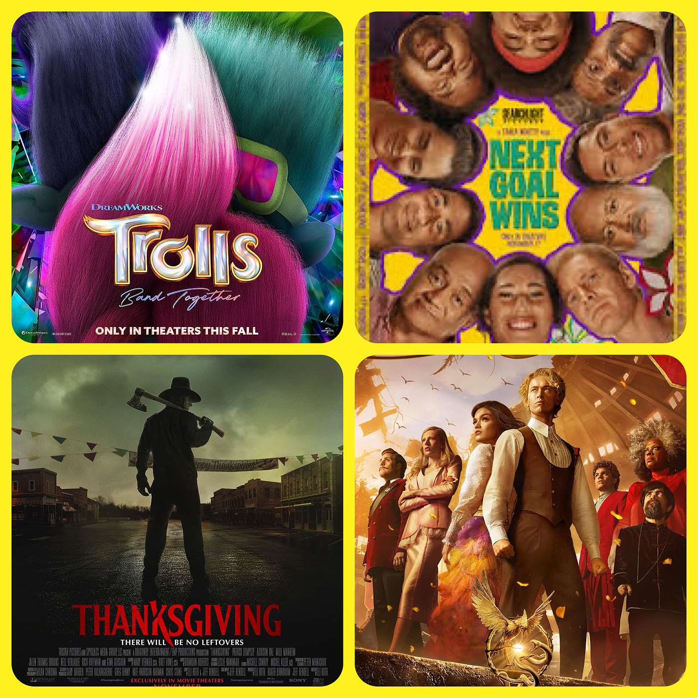 Episode 119: Next Goal Wins, The Hunger Games: The Ballad of Songbirds & Snakes, Thanksgiving, Trolls Band Together episode artwork