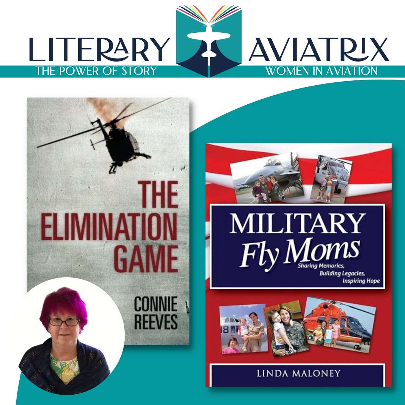 Aviatrix Book Club August 2023 Former Army helicopter pilot Connie Reeves talks about her thriller novel The Elimination Game, her career, and her contribution to the Military Fly Moms book.