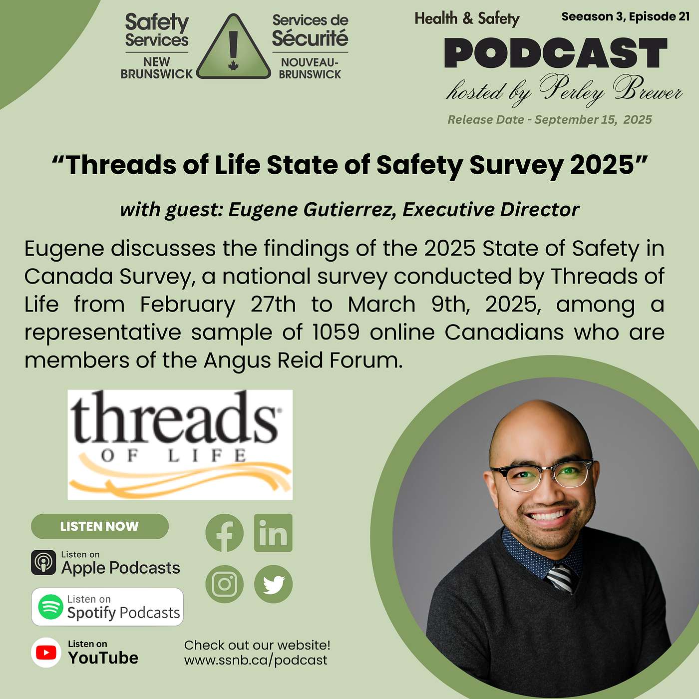 Threads of Life State of Safety in Canada Survey 2025 - Eugene Gutierrez, Executive Director