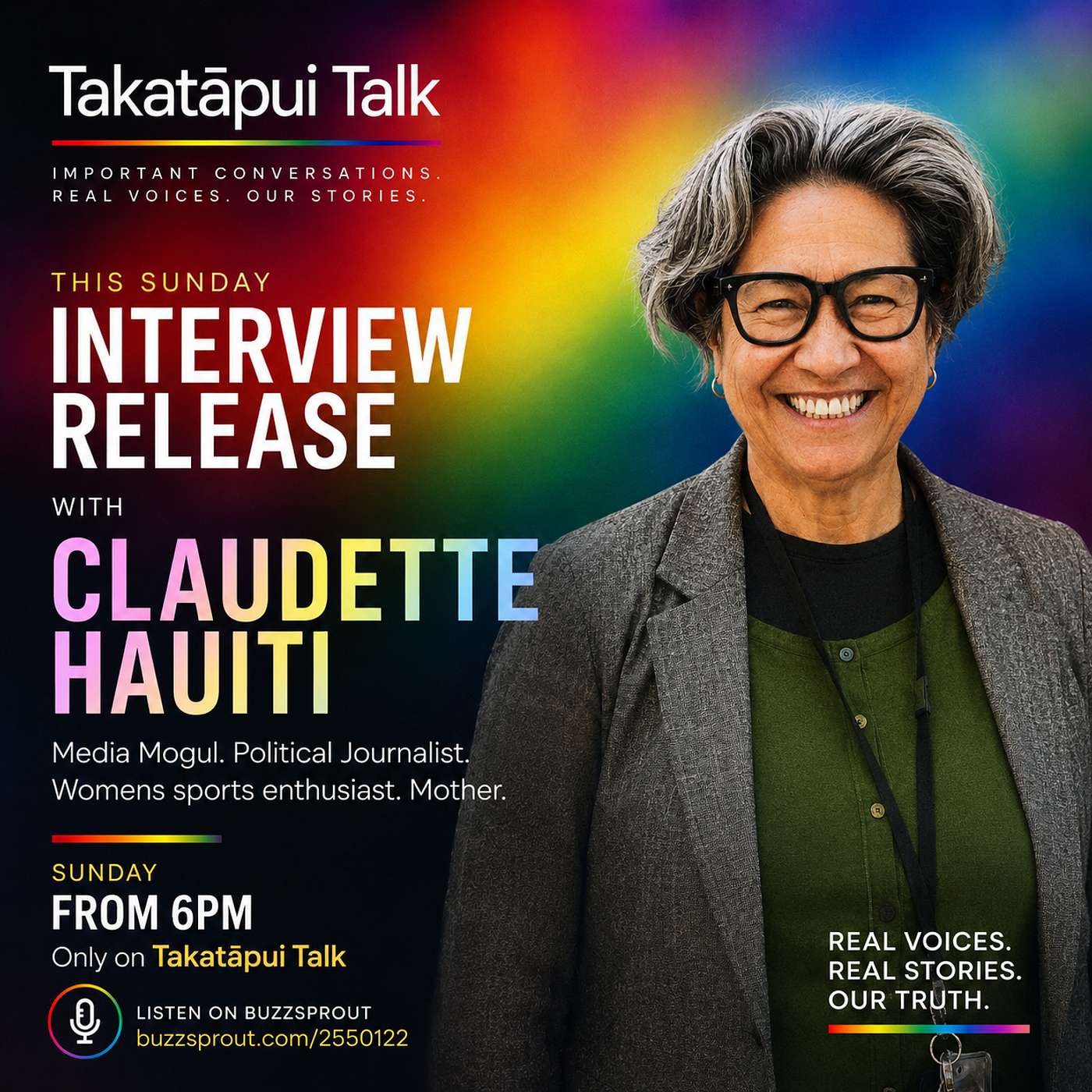 Takatāpui talk Claudette Hauiti episode artwork