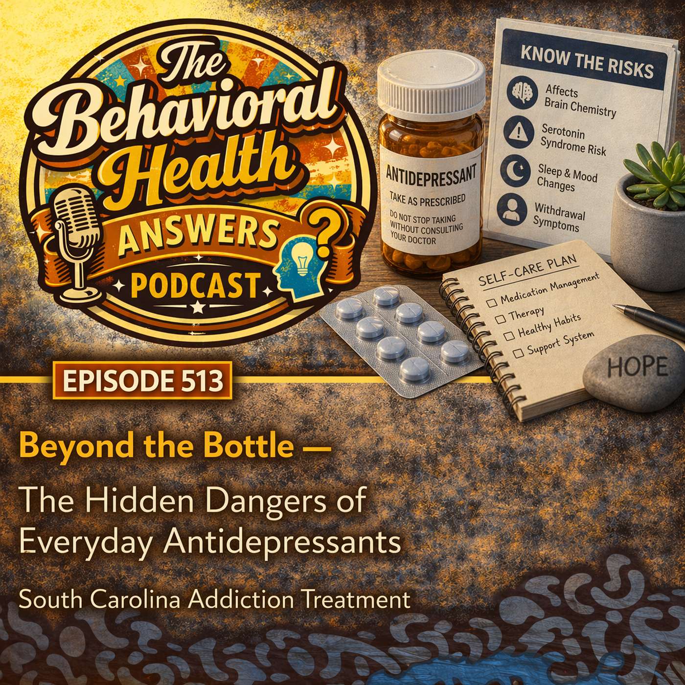 Episode 513: Beyond the Bottle - The Hidden Dangers of Everyday Antidepressants | South Carolina Addiction Treatment episode artwork