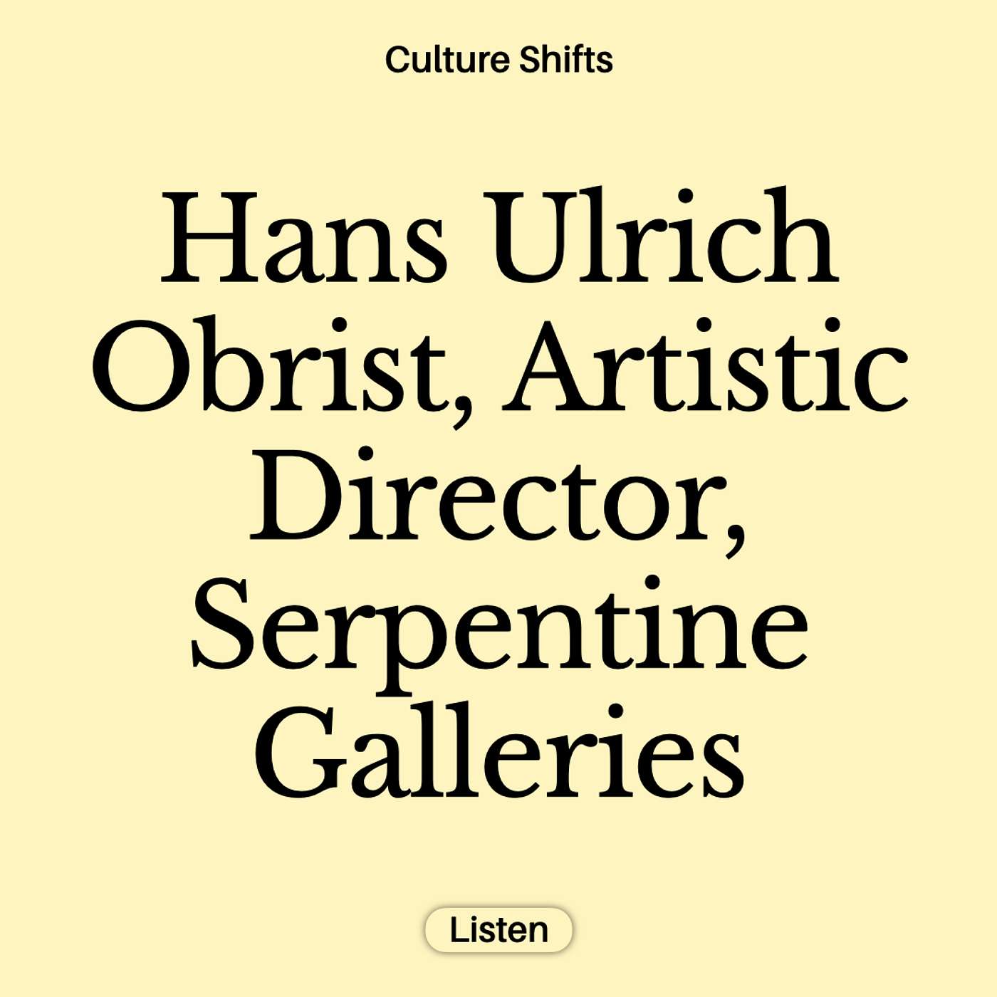 Talking AI, Art & Technology with Hans Ulrich Obrist