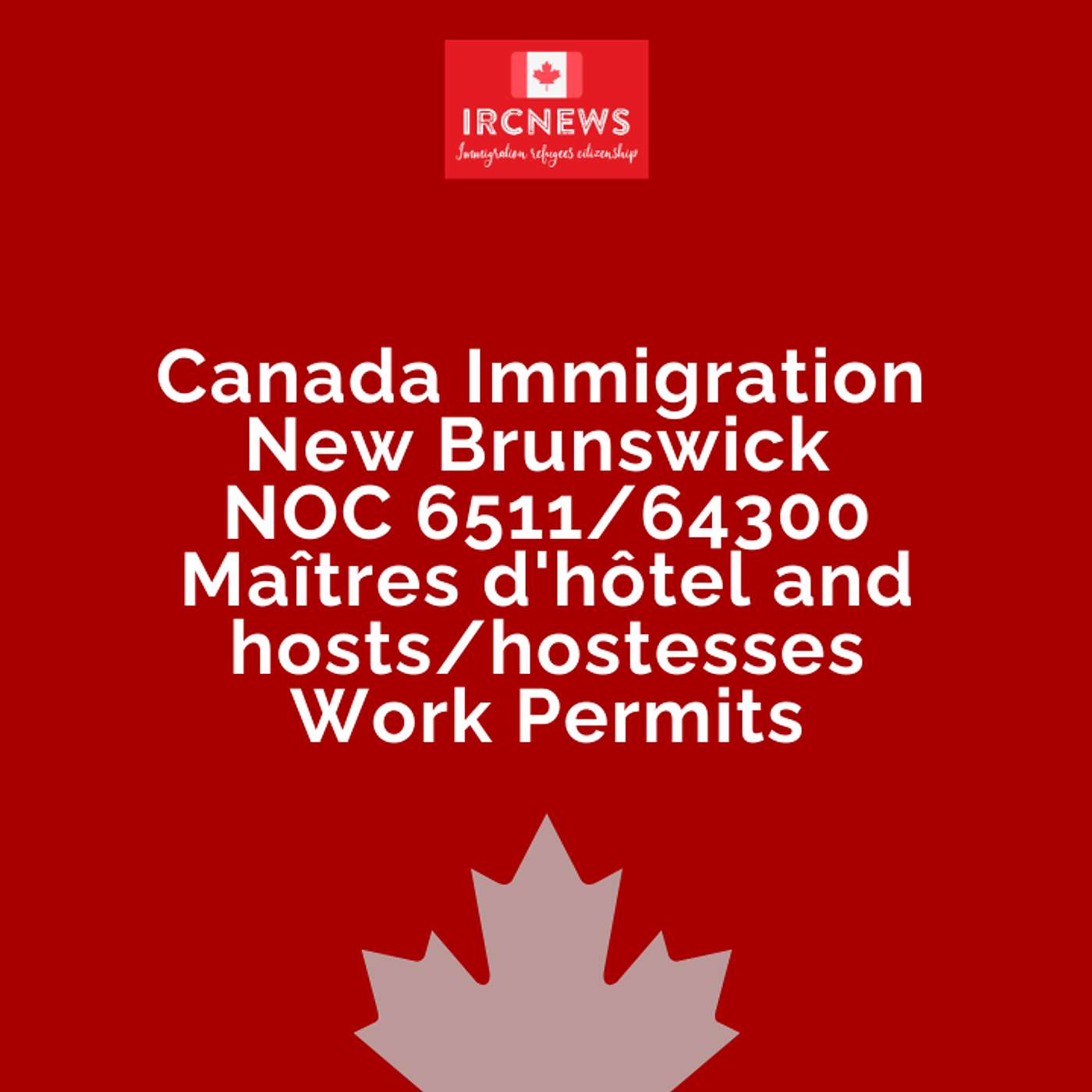 Canada Immigration New Brunswick NOC 6511/64300 Maîtres d'hôtel and hosts/hostesses Work Permits episode artwork