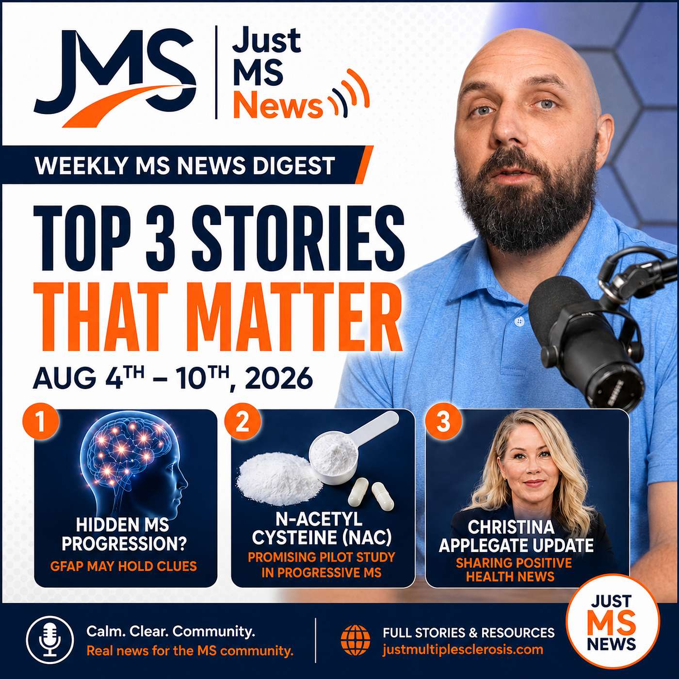 Hidden MS Progression, NAC, Exercise & Christina Applegate Update | Just MS News 04/08 - 10 /08 2026 episode artwork