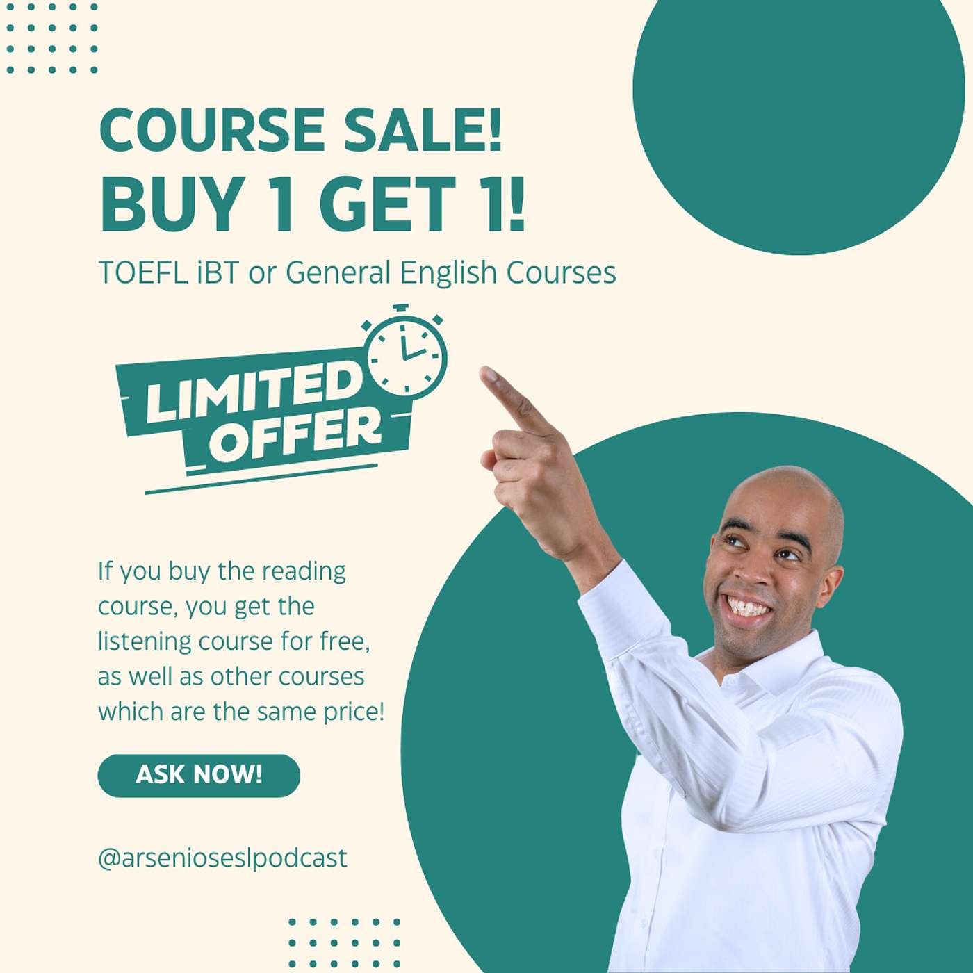 Arsenio's ESL Podcast | Buy 1 Course; Get 1 Free Sale! episode artwork
