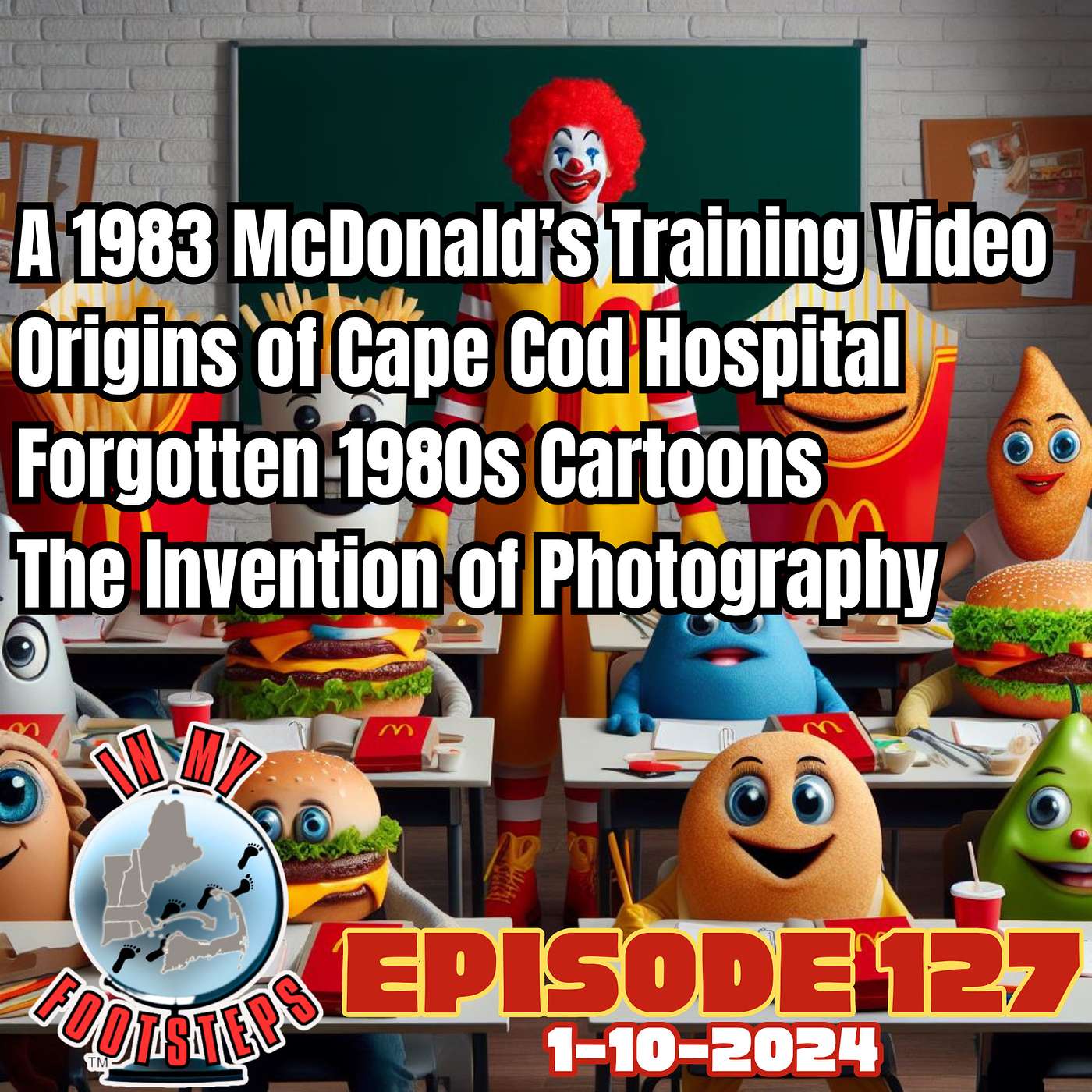 Episode 127: A Wacky 1983 McDonald's Training Video; Origin Story of Cape Cod Hospital; Forgotten 1980s Cartoons; Invention of Photography(1-10-2024)
