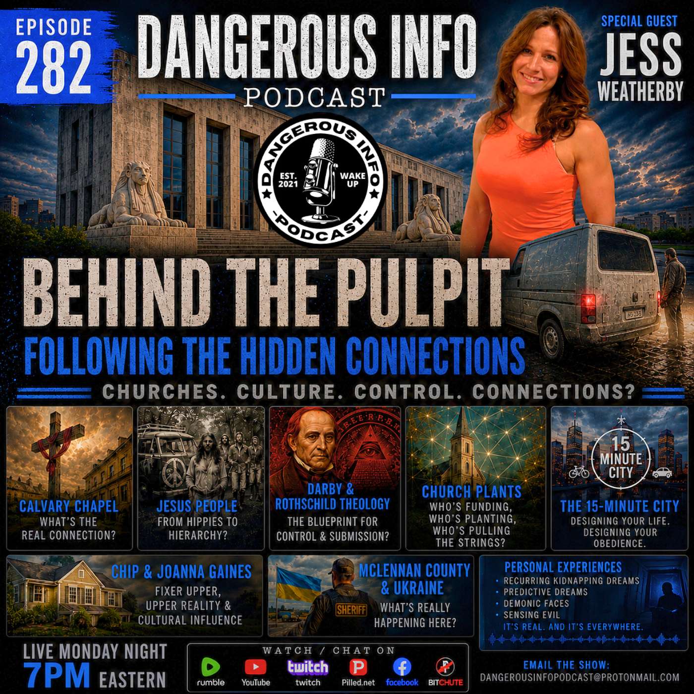 282 "Behind the Pulpit" - Following the Hidden Connections ft. Jess Weatherby, church infiltration, soft society, Jesus People Movement, WACO, Chip & Joanna Gaines, 15 minute cities, illusion of choice, mRna flu shot, WNBA morons