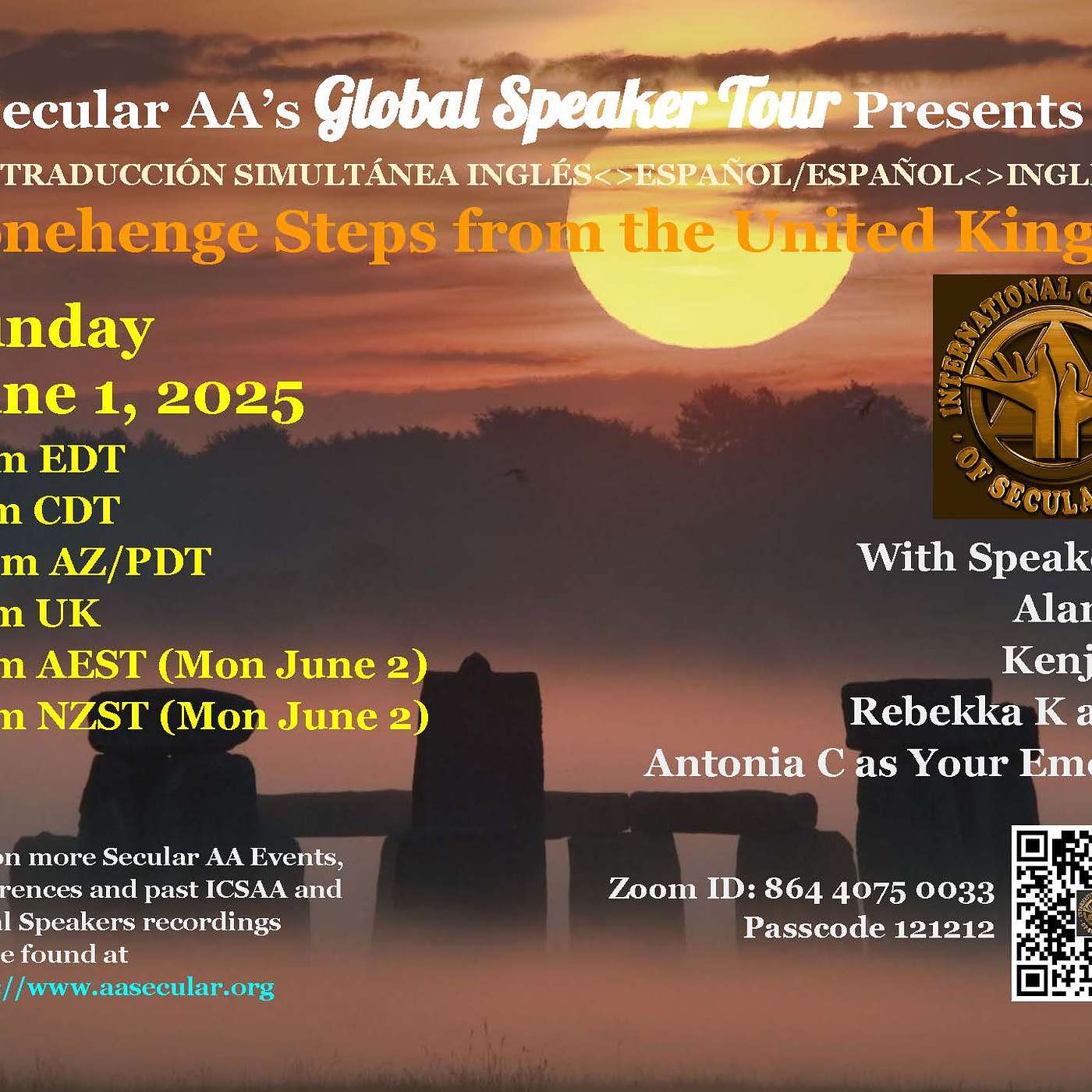 Secular AA Global Speaker Tour - Stonehenge Steps (UK) - June 1, 2025 (Traducción Española)