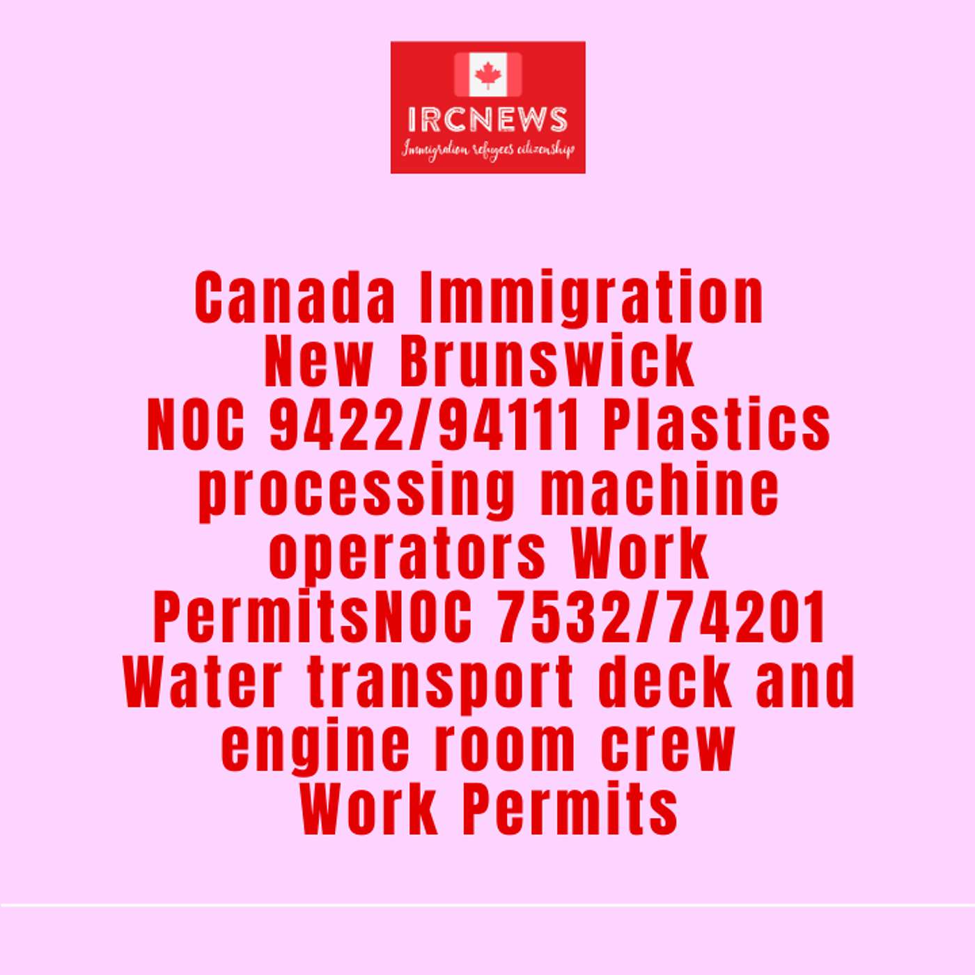 Canada Immigration New Brunswick NOC 9422/94111 Plastics processing machine operators Work Permits episode artwork