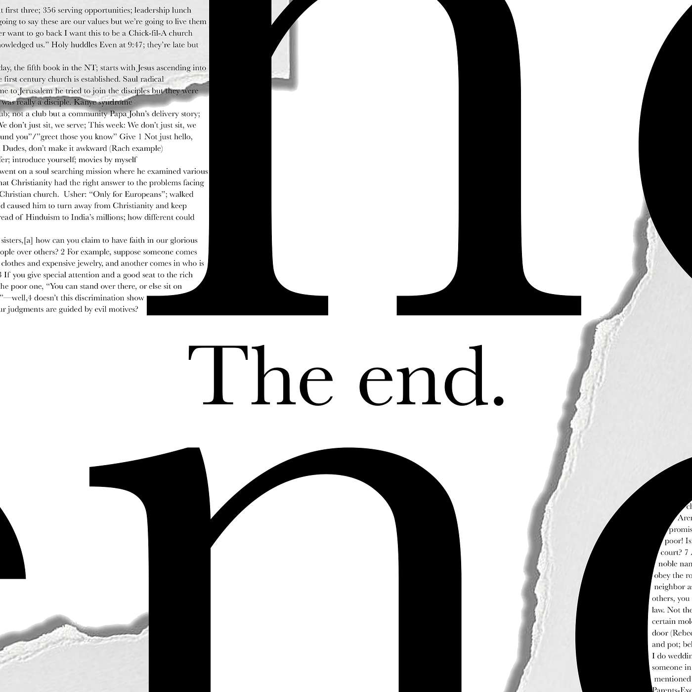 The End | Week 2 |