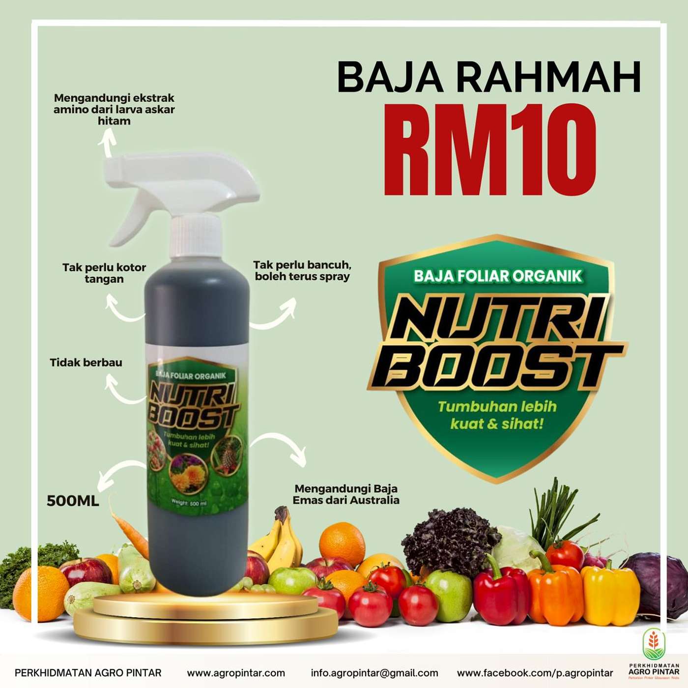 Ciri-ciri NutriBoost- booster foliar mampu milik